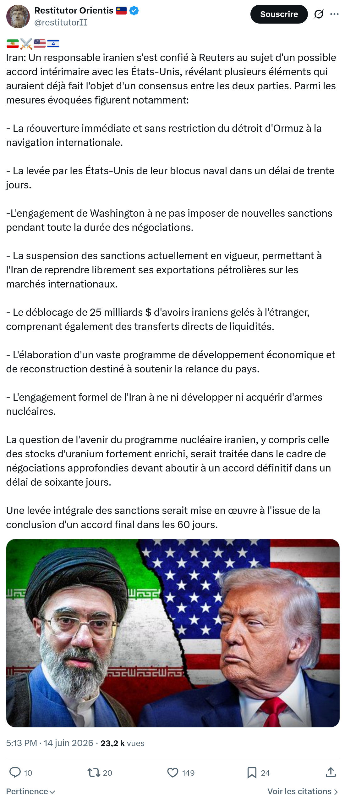 Restitutor Orientis: Iran: Un responsable iranien s'est confié…