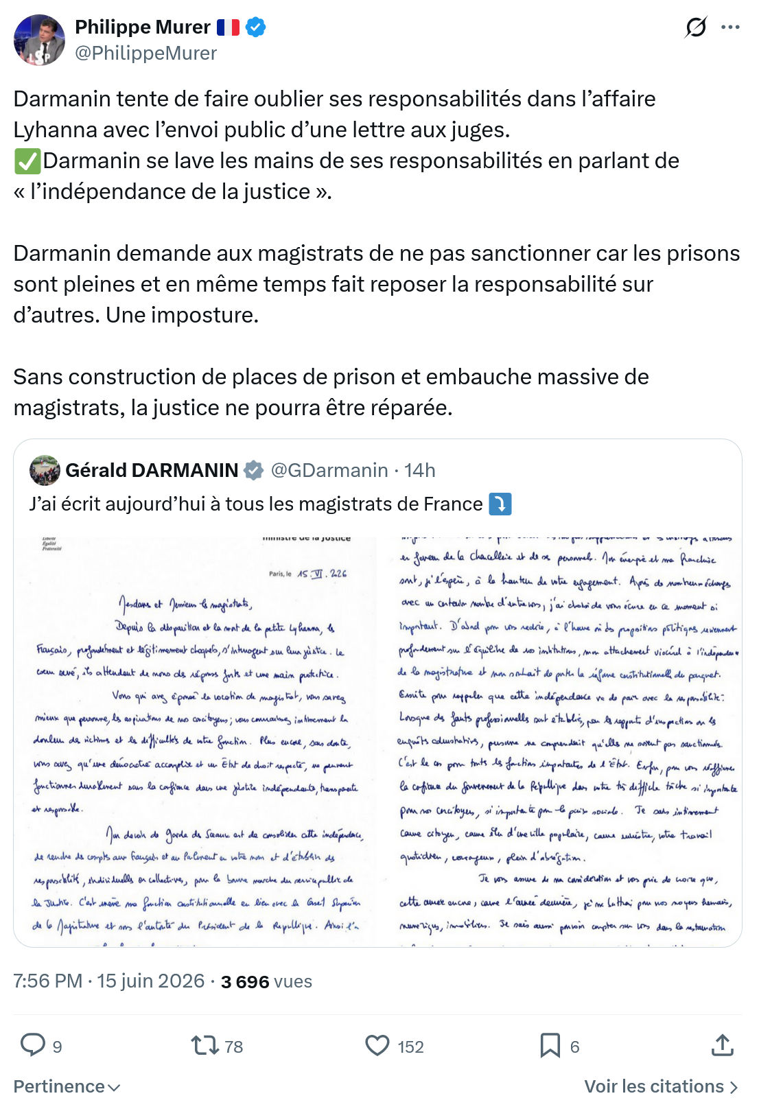 Philippe Murer: Darmanin tente de faire oublier ses responsabilités…