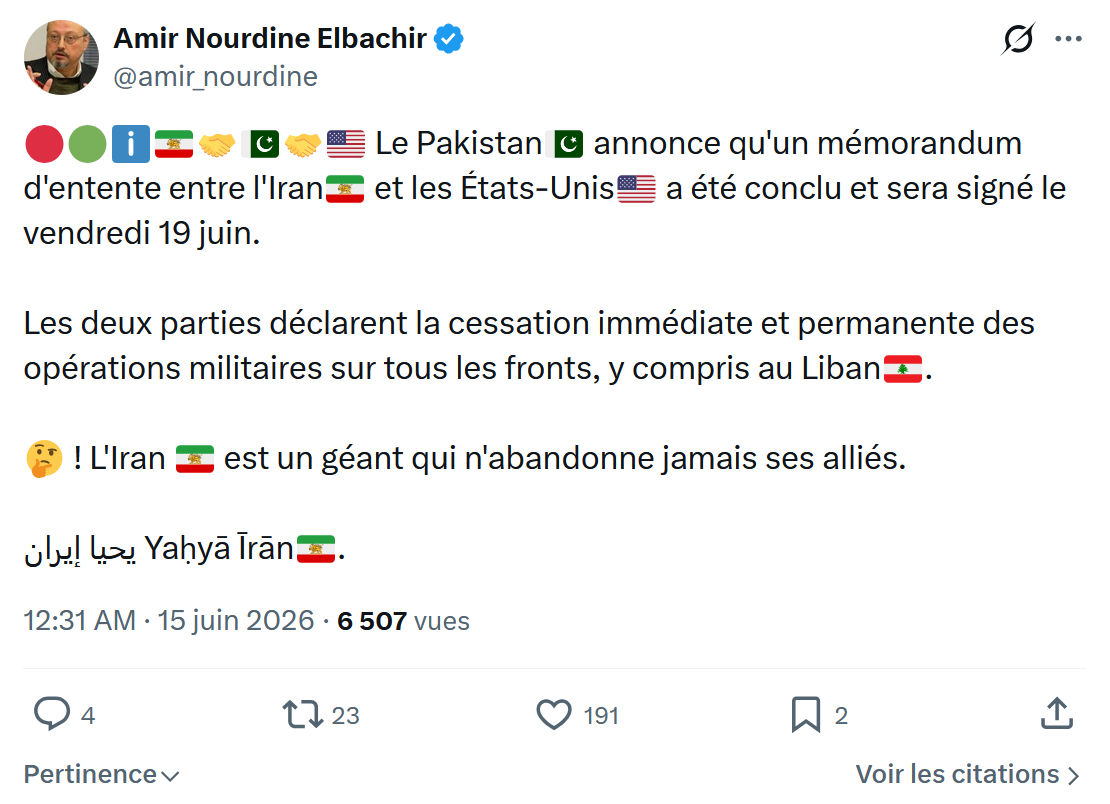 Amir Nourdine Elbachir: Le Pakistan🇵🇰 annonce qu'un mémorandum…