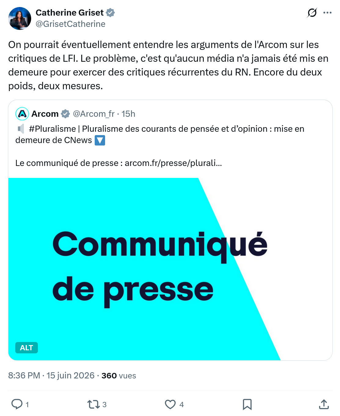 Catherine Griset: On pourrait éventuellement entendre…