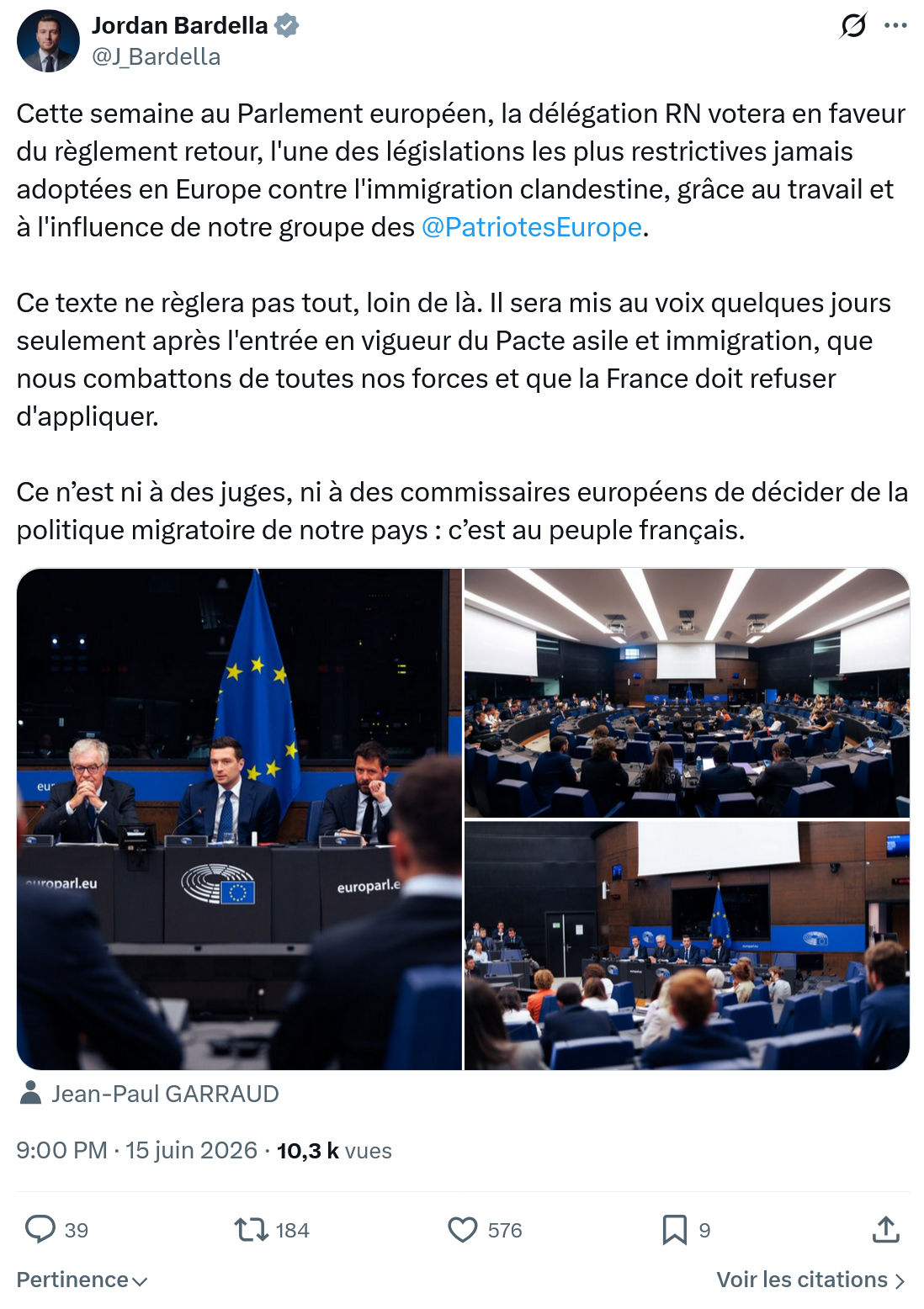 Jordan Bardella: Cette semaine au Parlement européen…