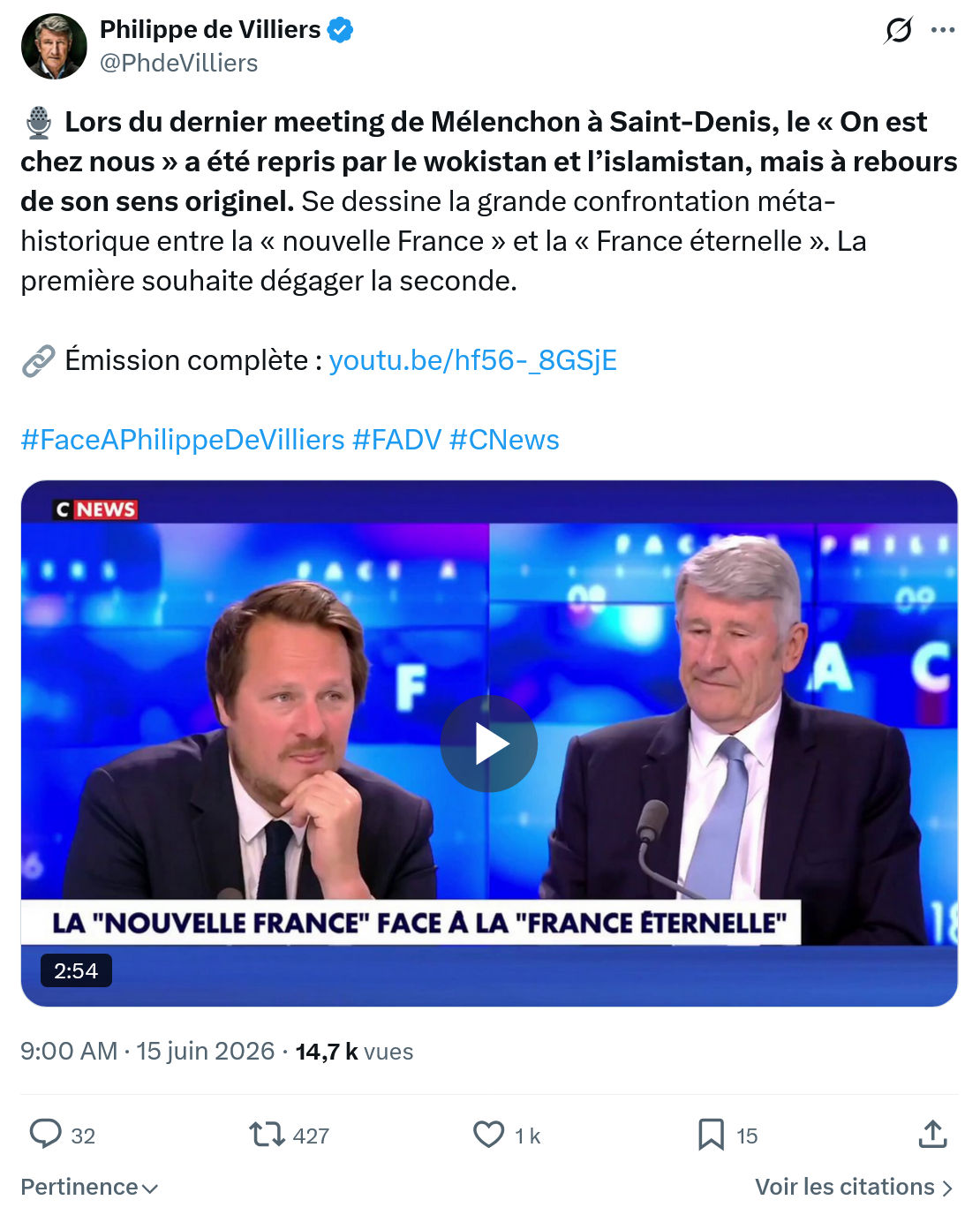 Philippe de Villiers: Lors du dernier meeting…