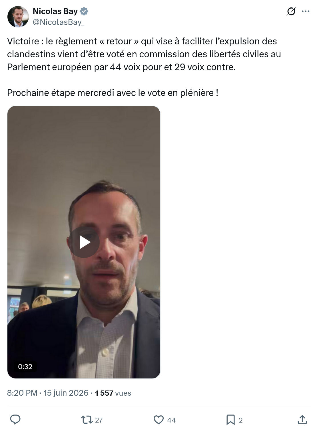 Nicolas Bay: Victoire : le règlement « retour »…