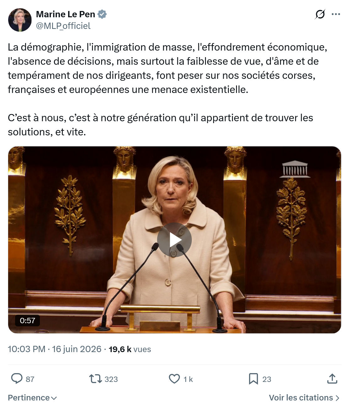 Marine Le Pen: La démographie, l'immigration de masse...
