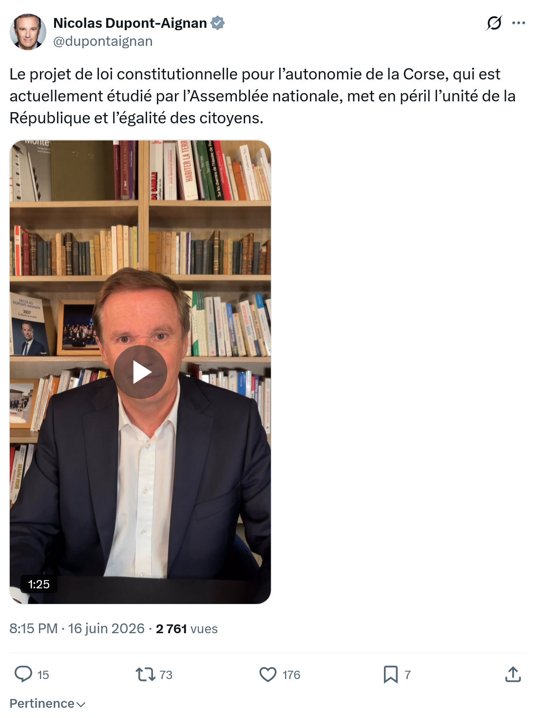 Nicolas Dupont-Aignan: Le projet de loi constitutionnelle pour...