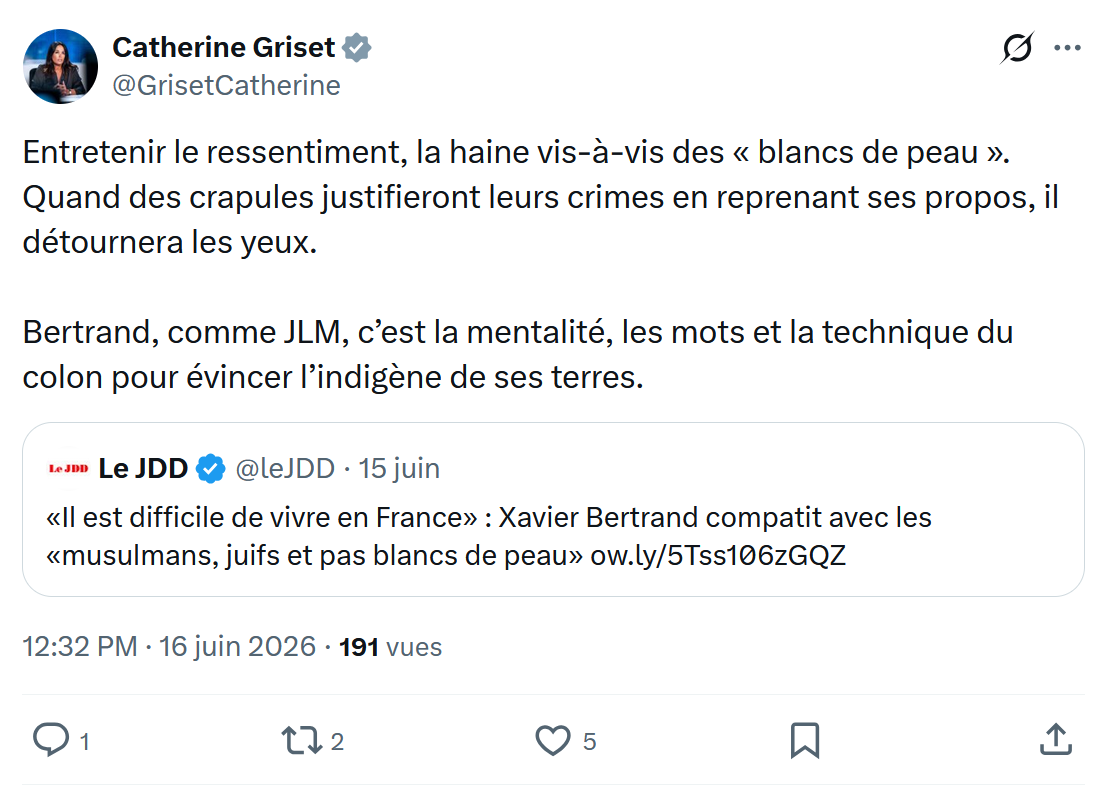 Catherine Griset: Entretenir le ressentiment, la haine...