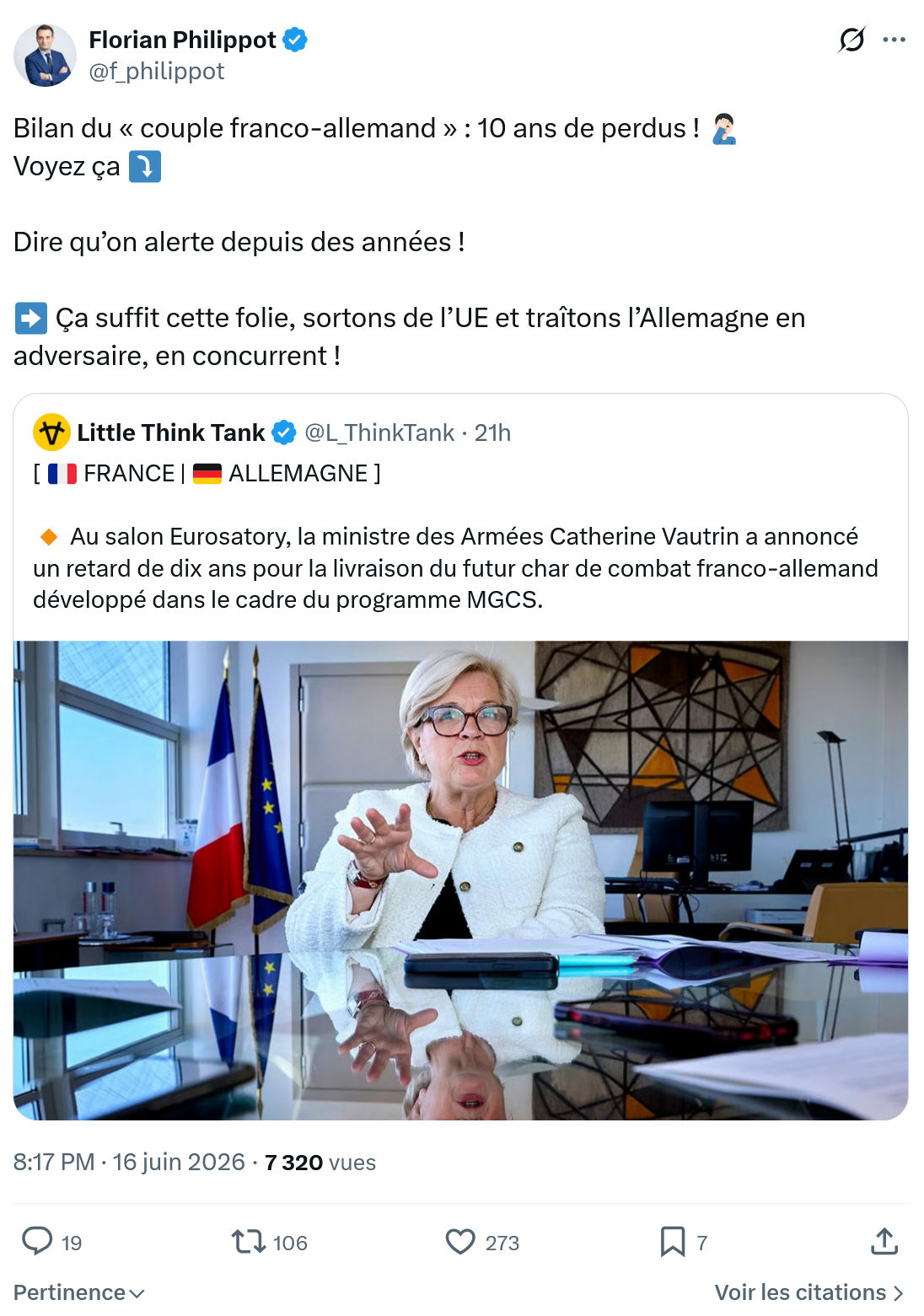 Florian Philippot: Bilan du « couple franco-allemand »...