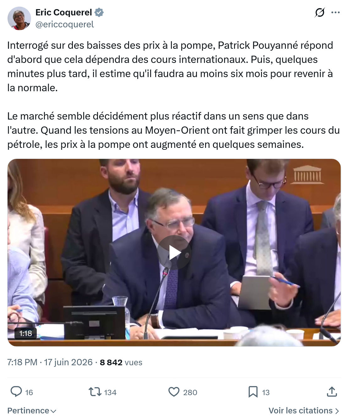 Eric Coquerel: Interrogé sur des baisses des prix...