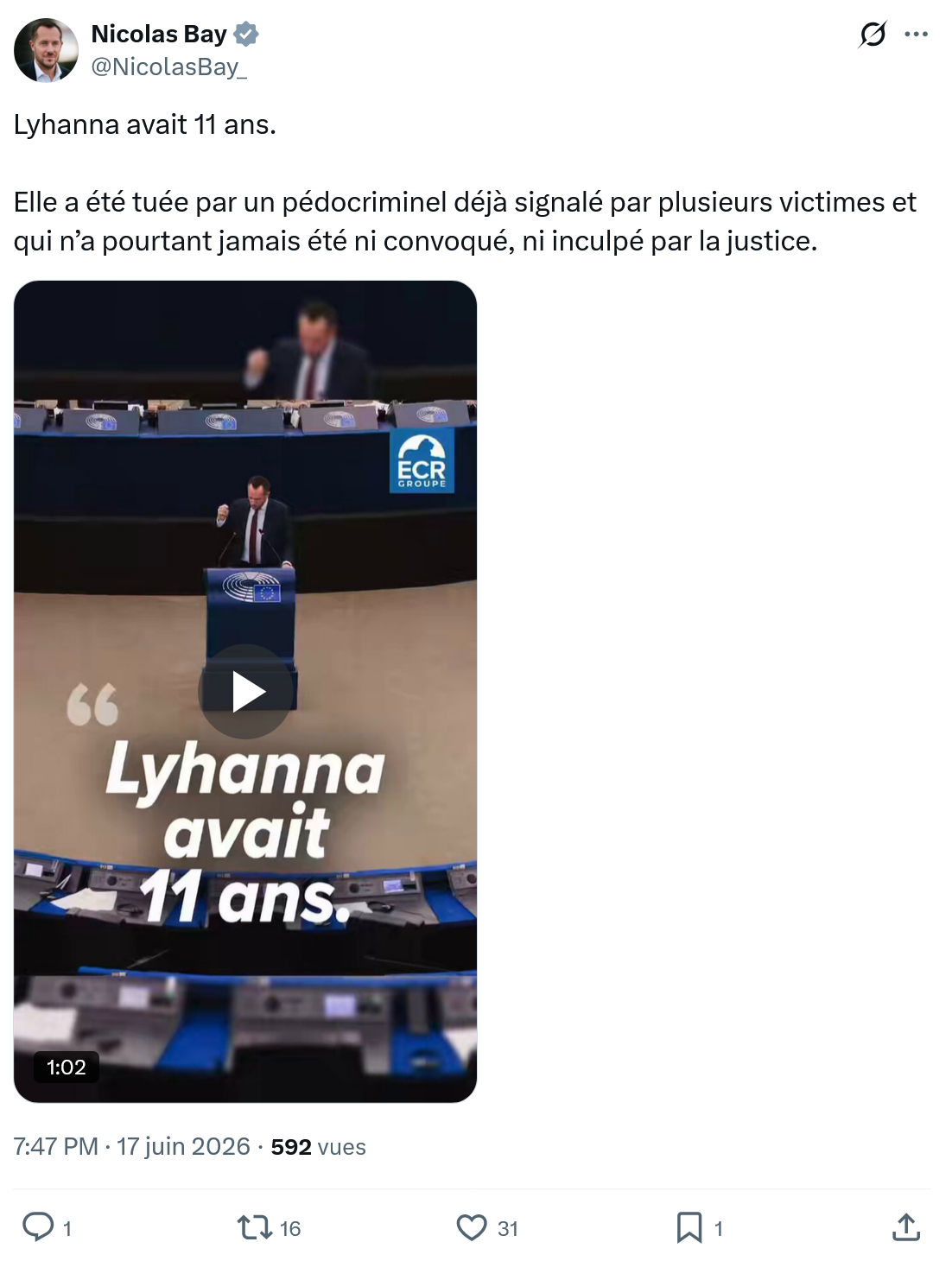 Nicolas Bay: Lyhanna avait 11 ans.   Elle a ...