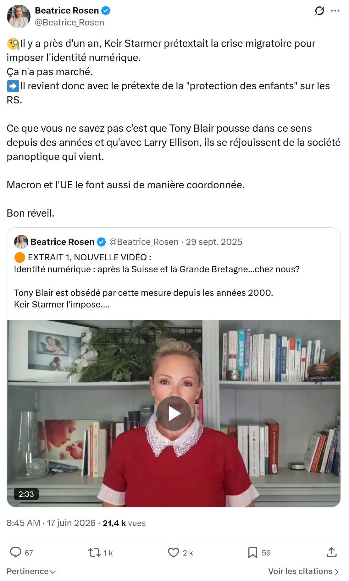Béatrice Rosen: Il y a près d'un an, Keir ...