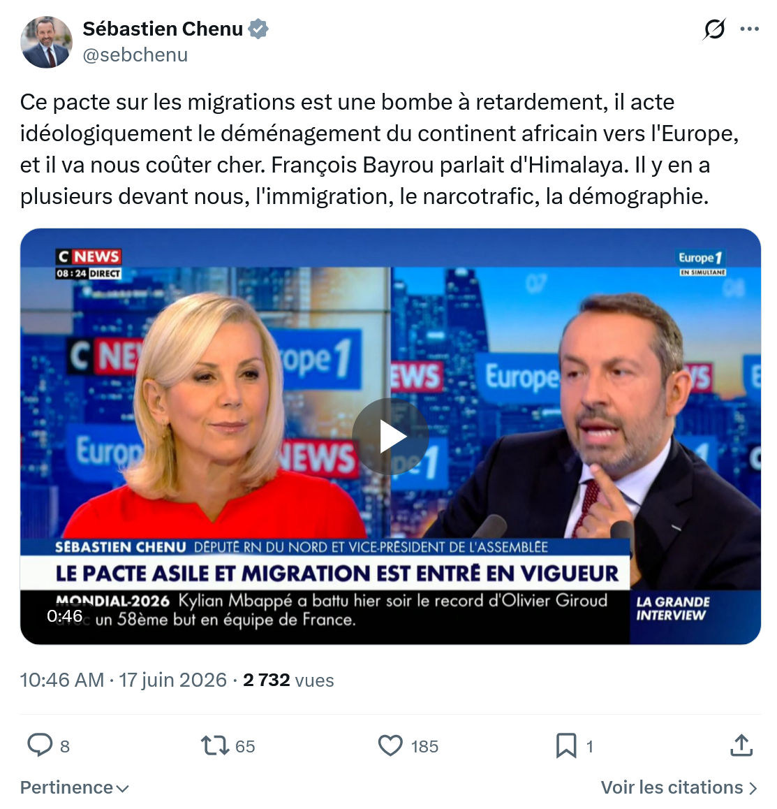 Sébastien Chenu: Ce pacte sur les migrations ...