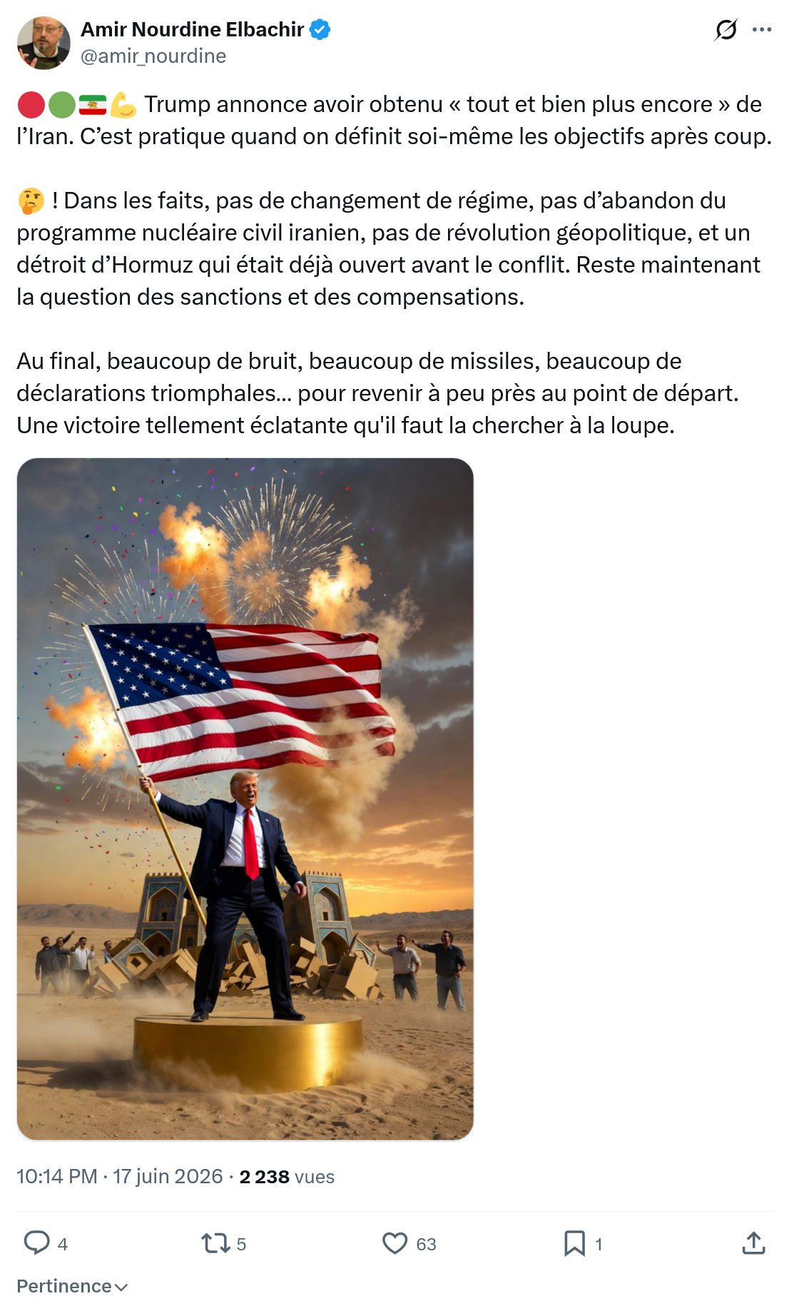Amir Nourdine Elbachir: Trump annonce avoir obtenu...