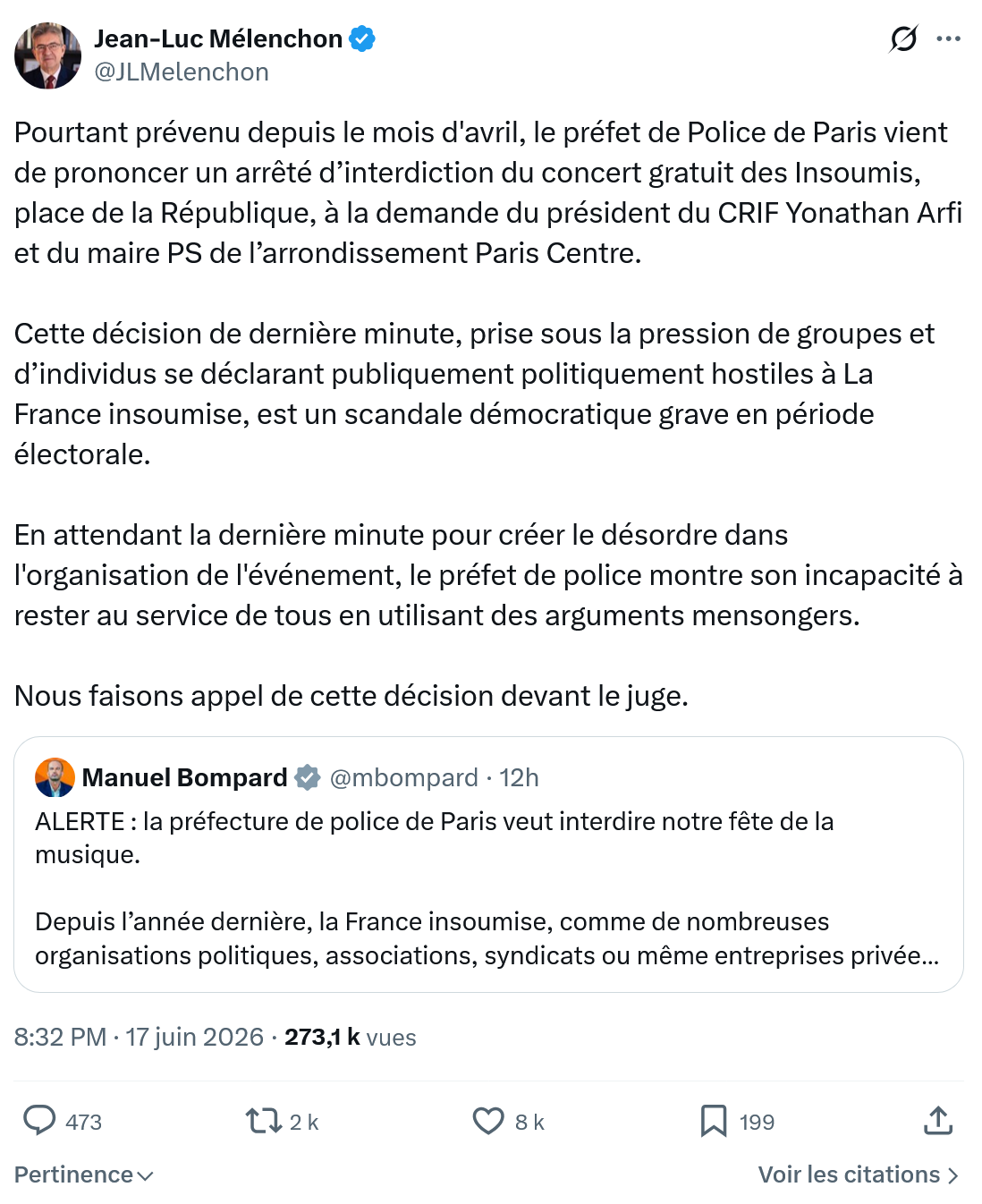 Jean-Luc Mélenchon: Pourtant prévenu depuis le mois d'avril...