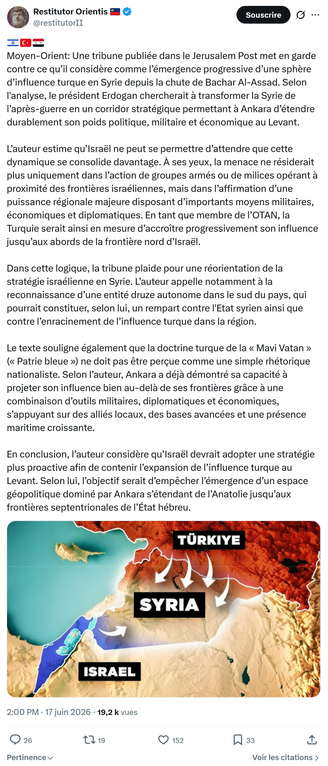 Restitutor Orientis: Moyen-Orient: Une tribune publiée...