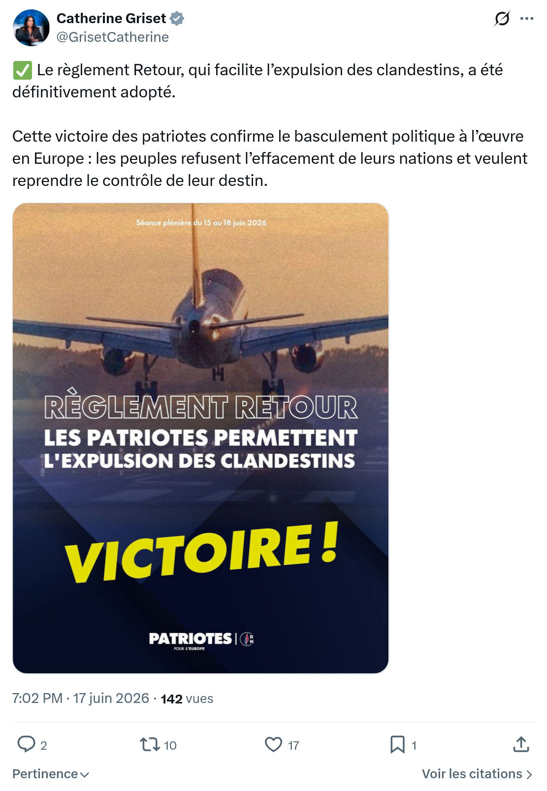 Catherine Griset: Le règlement Retour, qui facilite...
