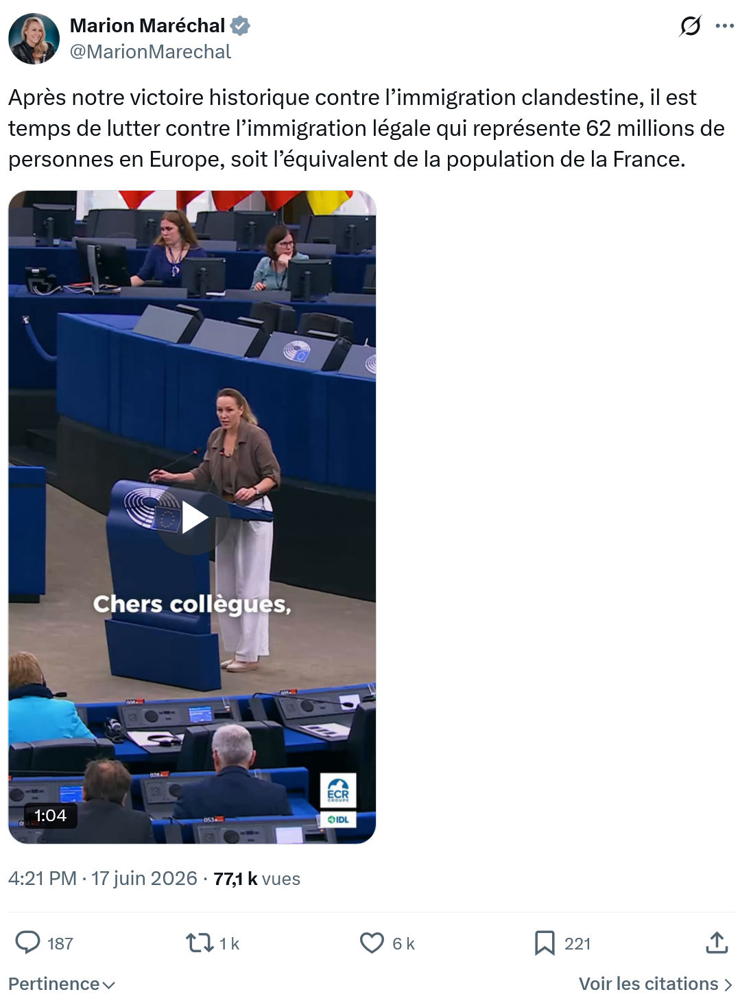 Marion Maréchal- Le Pen: Après notre victoire historique contre...