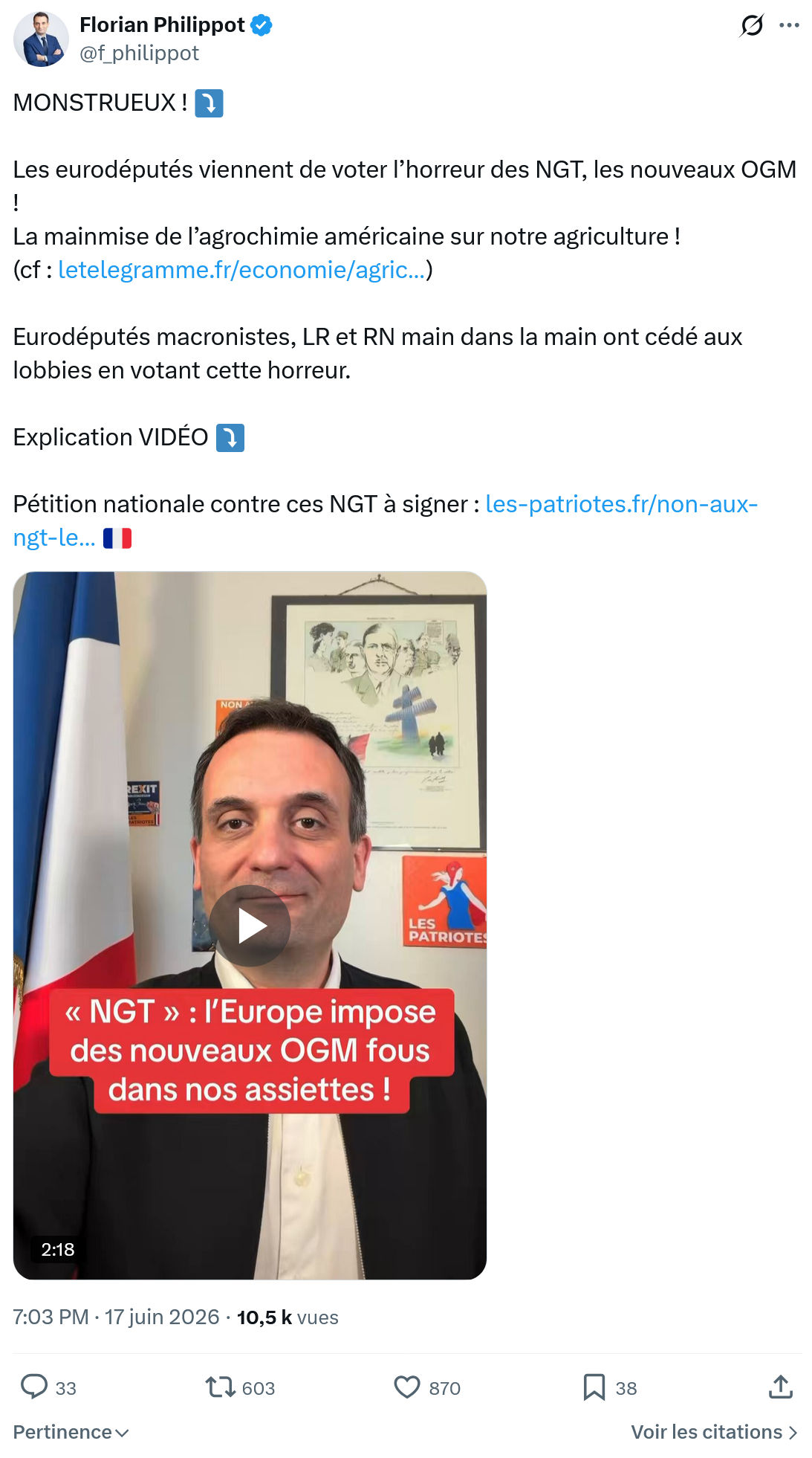 Florian Philippot: MONSTRUEUX!  Les eurodéputés viennent