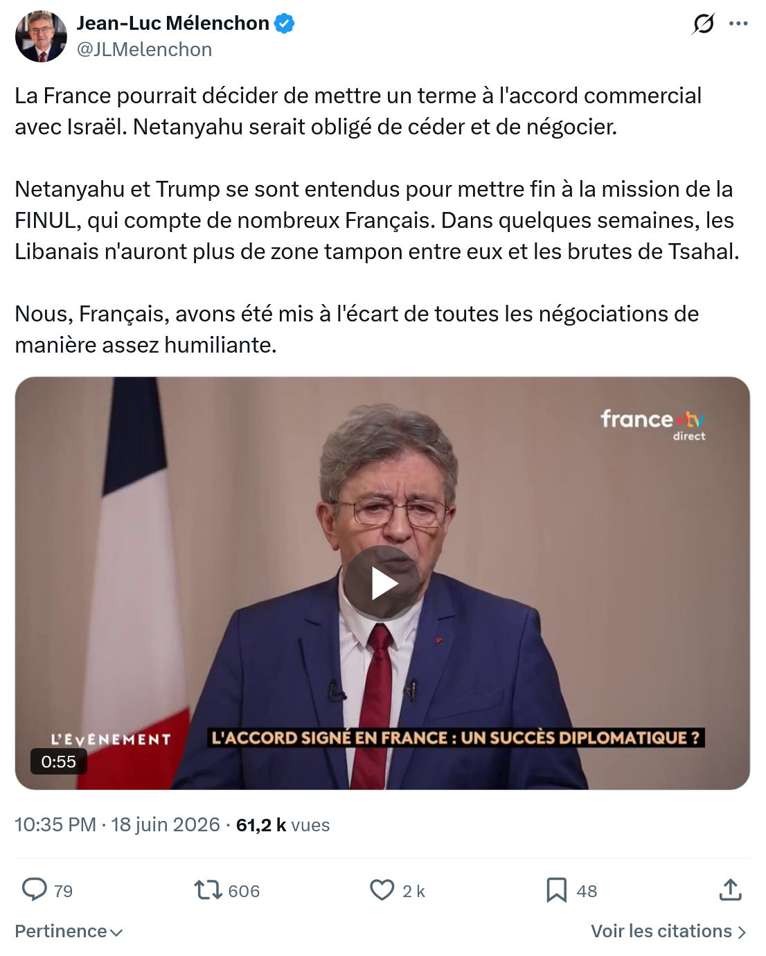 Jean-Luc Mélenchon: La France pourrait décider de mettre...