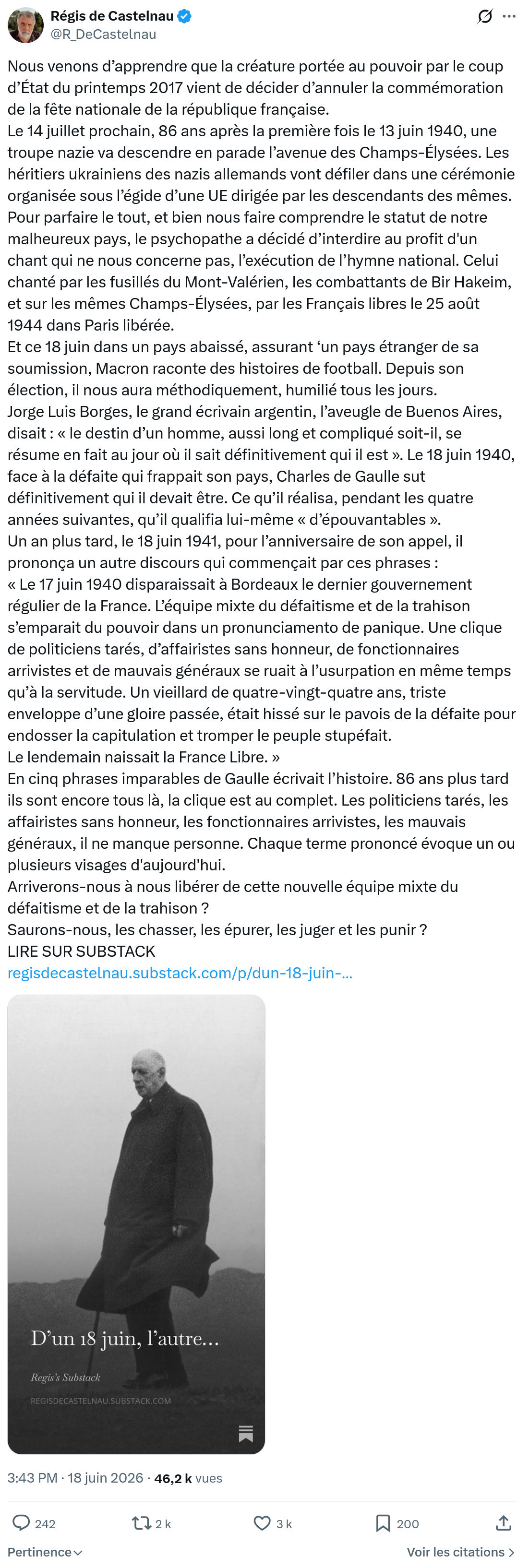 Régis de Castelnau: Nous venons d’apprendre que la ...