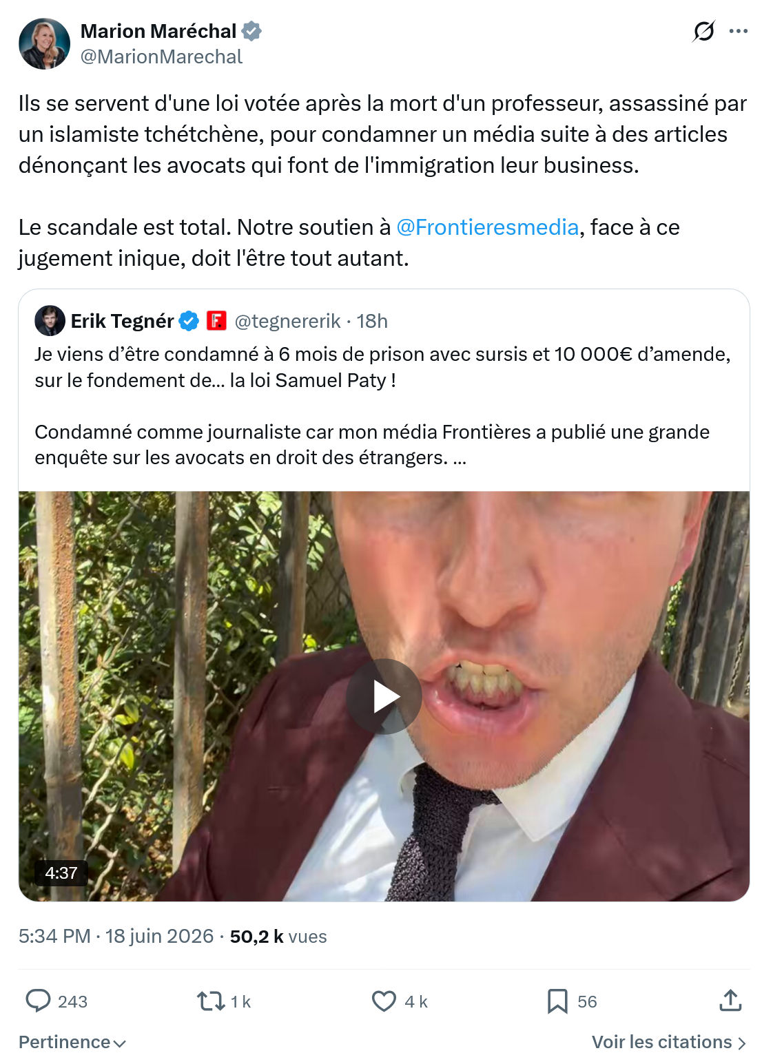 Marion Maréchal- Le Pen: Ils se servent d'une loi...