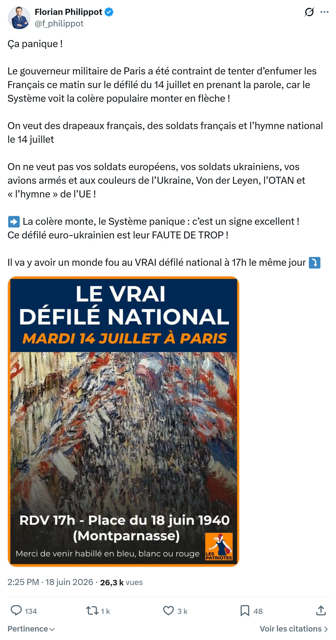 Florian Philippot: Ça panique !  Le gouverneur militaire...