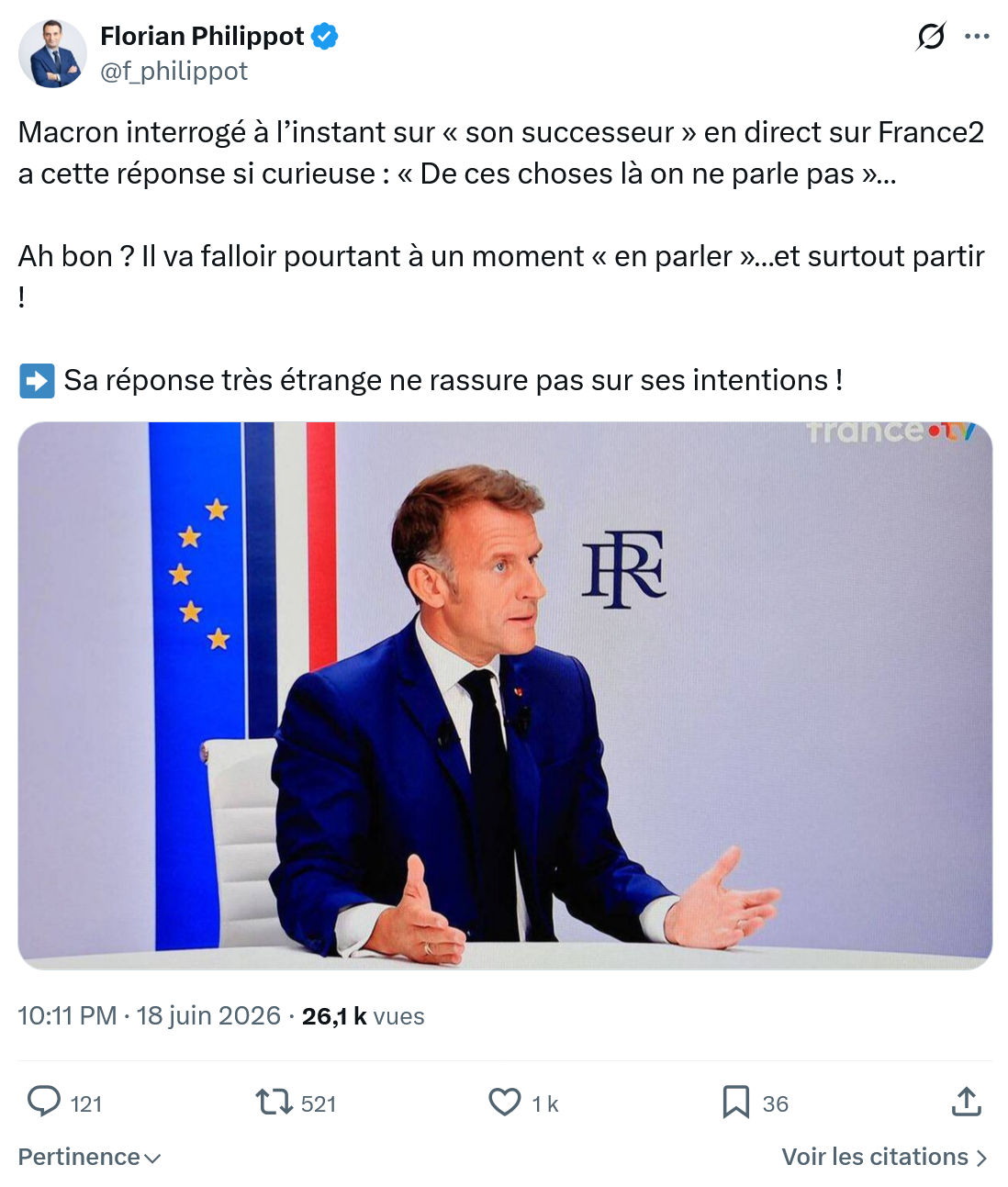 Florian Philippot: Macron interrogé à l’instant sur...