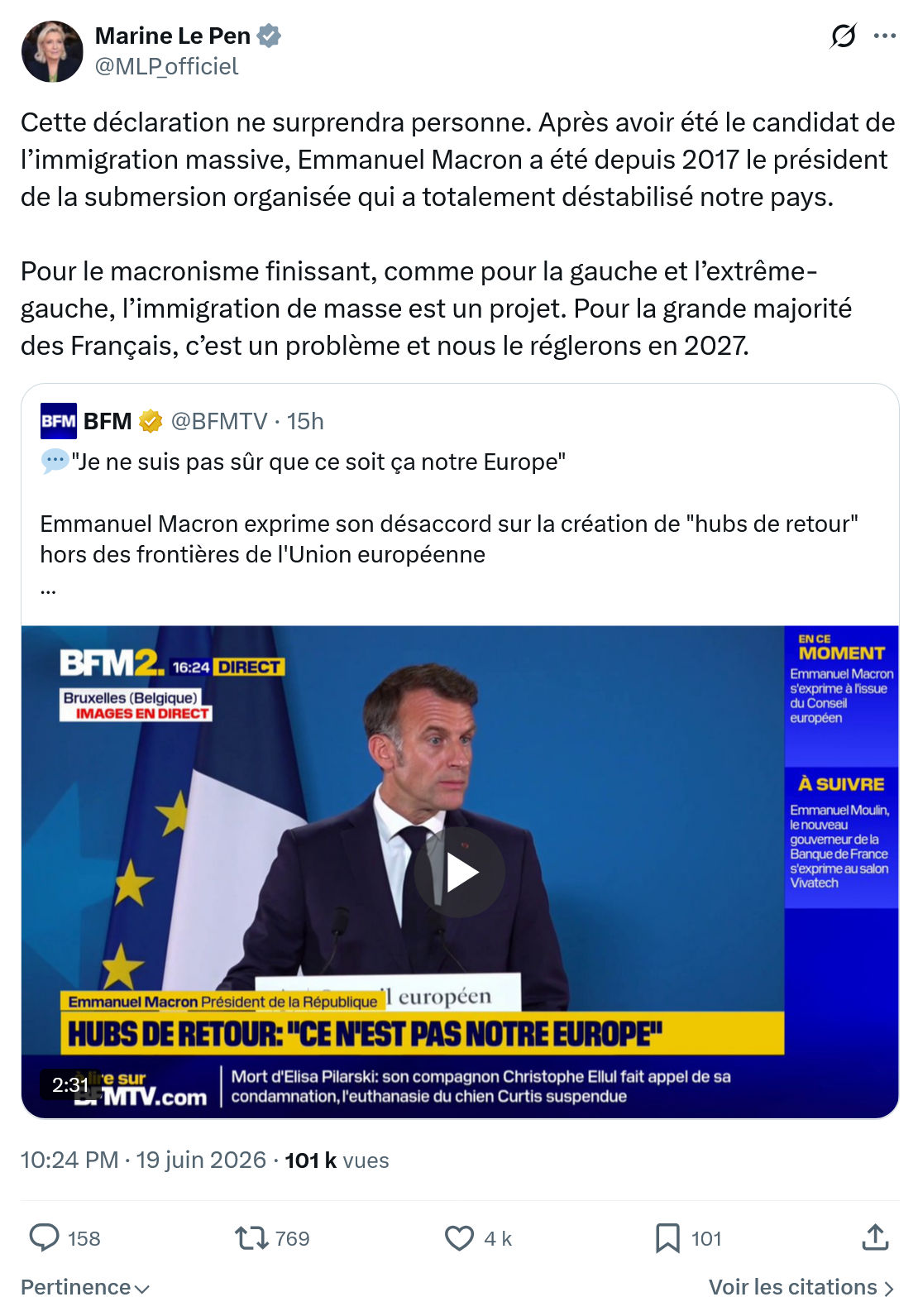 Marine Le Pen: Cette déclaration ne surprendra personne...