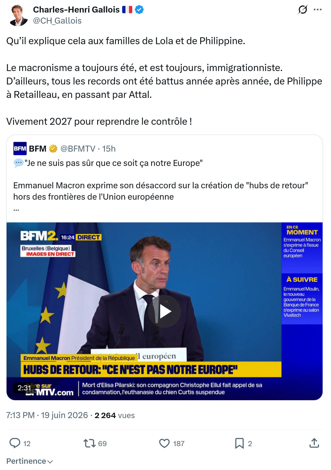Charles-Henri Gallois: Qu’il explique cela aux familles...