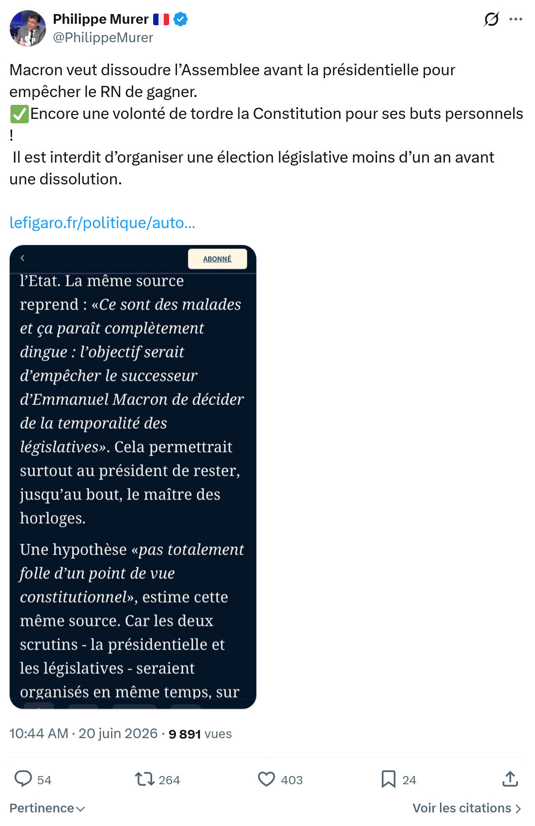 Philippe Murer: Macron veut dissoudre l’Assemblee...