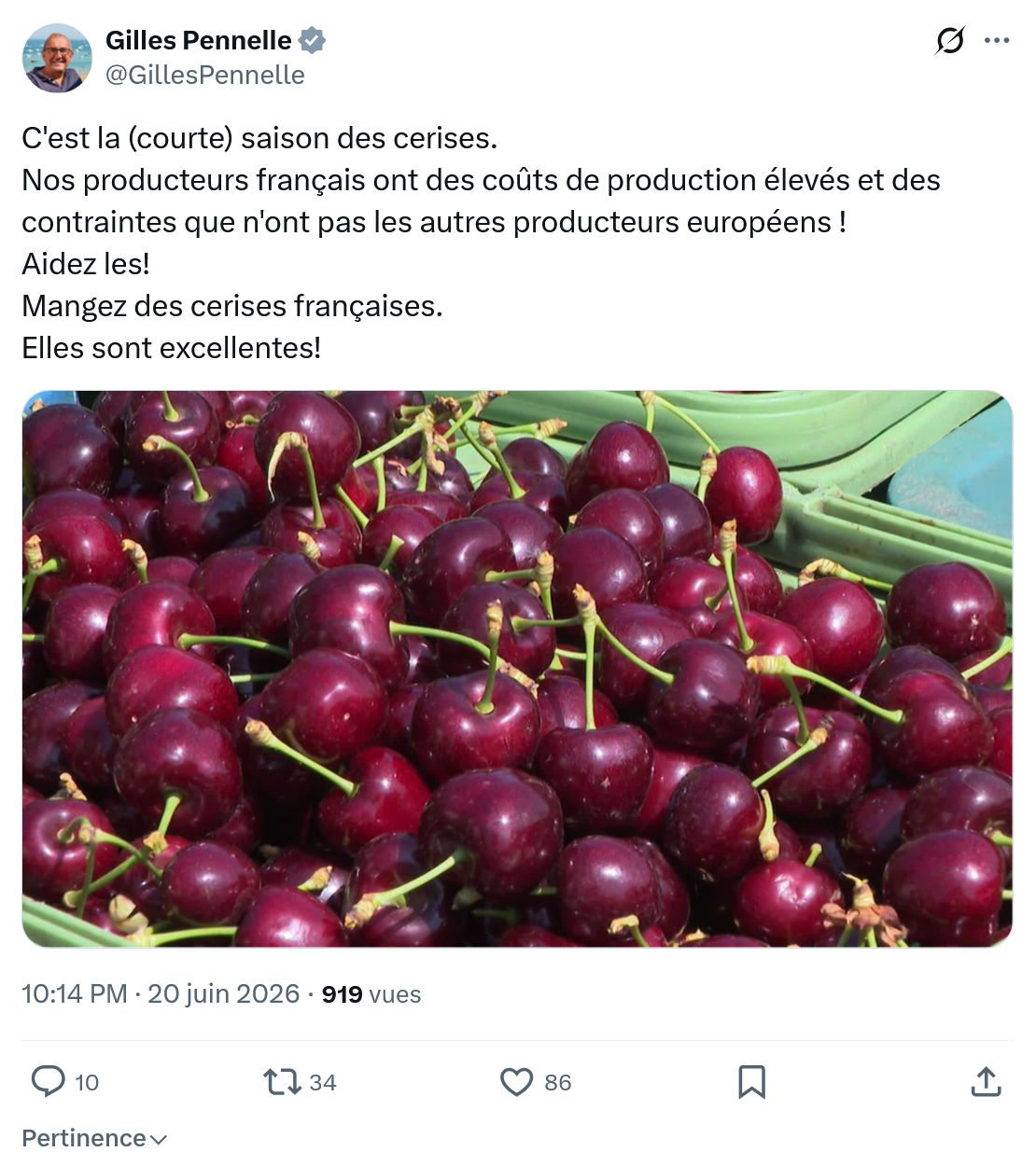 Gilles Pennelle: C'est la (courte) saison des cerises...