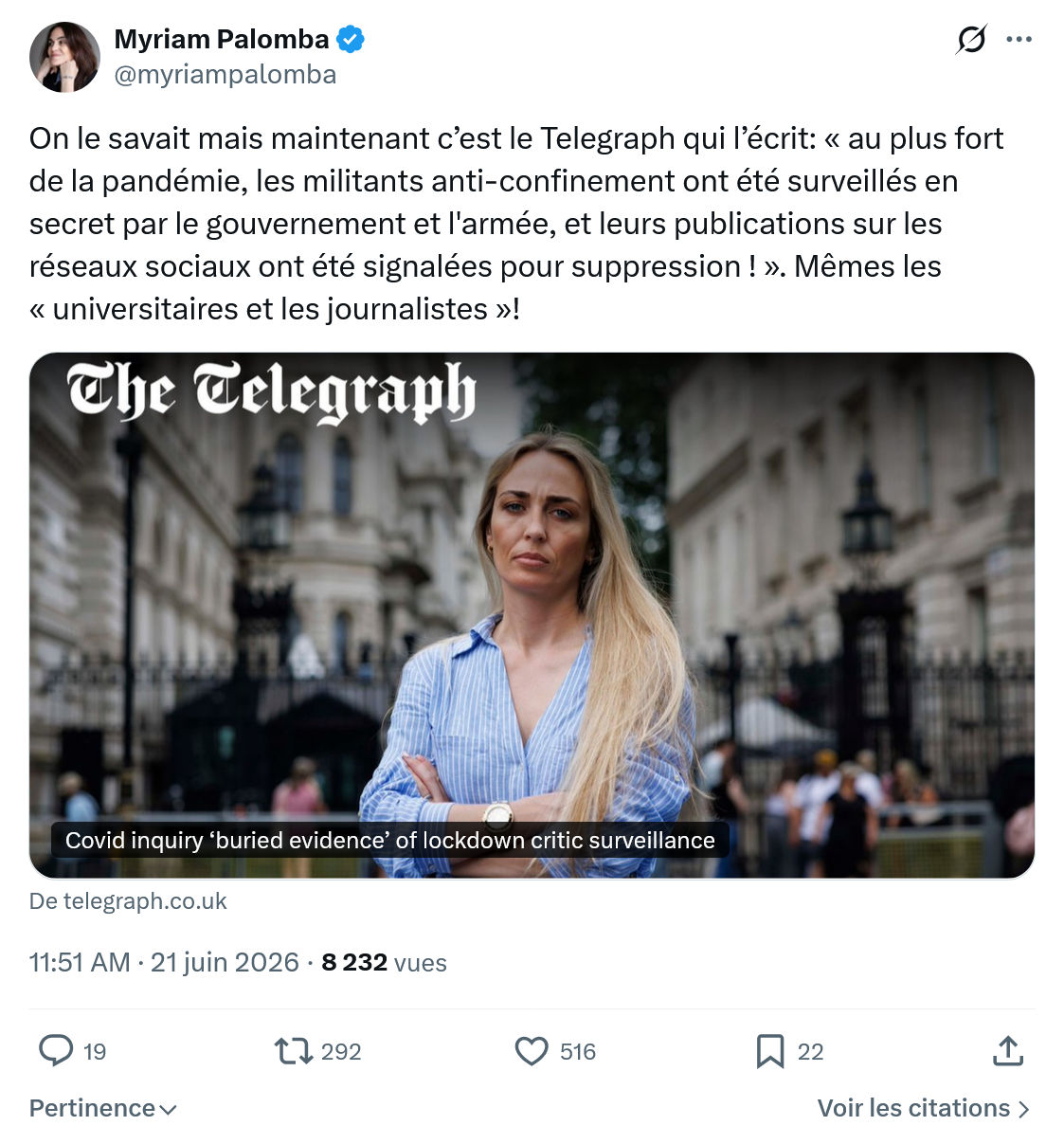 Myriam Palomba: On le savait mais maintenant c’est le...