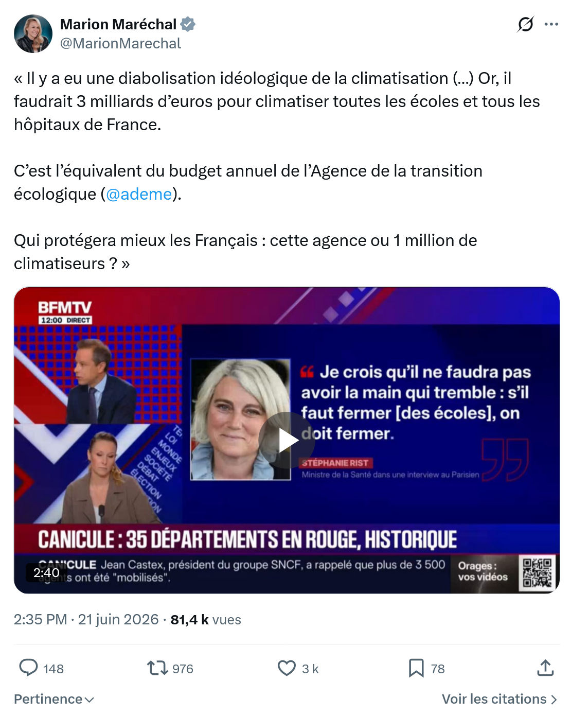 Marion Maréchal- Le Pen: Il y a eu une diabolisation idéologique...