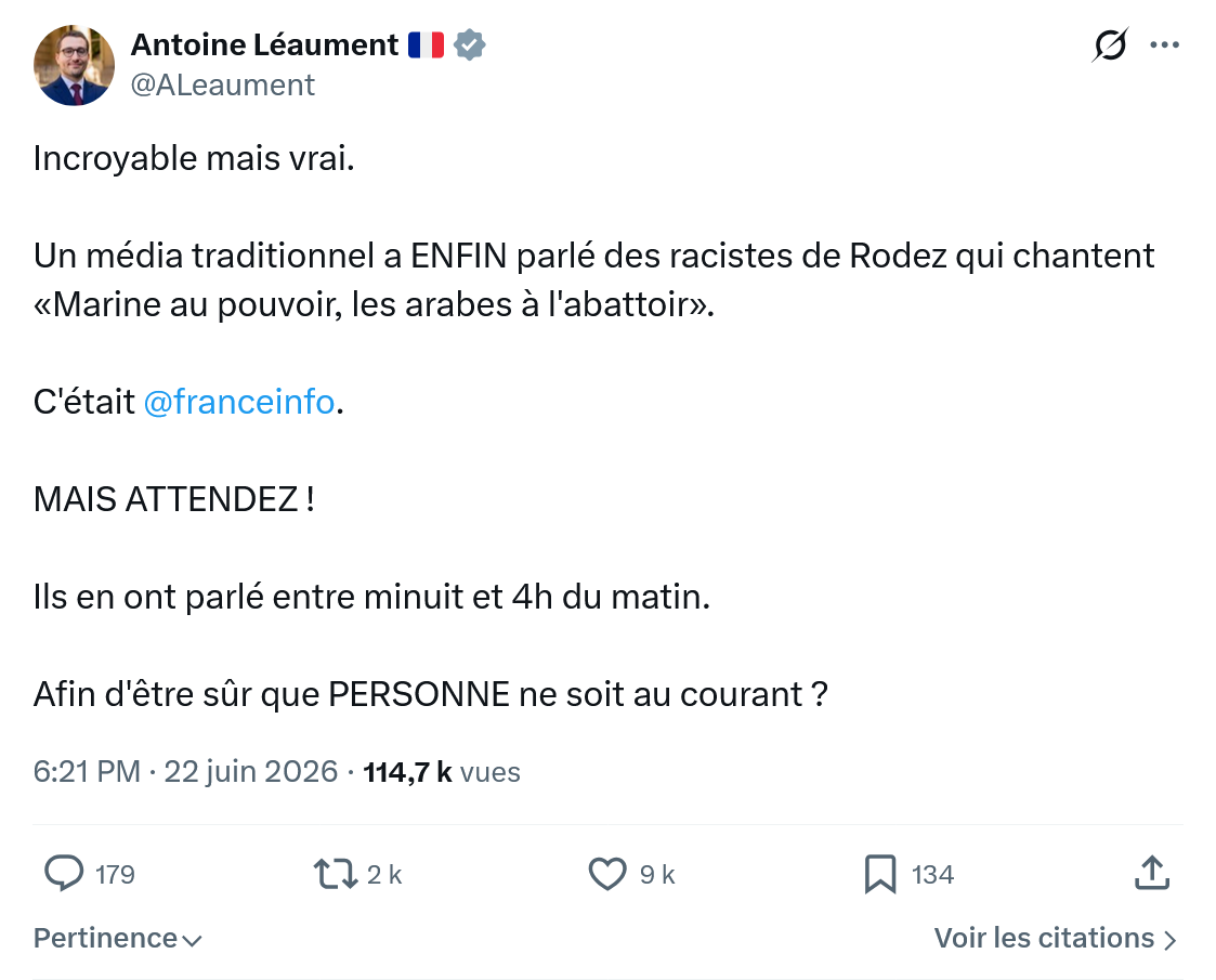 Antoine Léaument: Incroyable mais vrai.  Un média traditionnel...