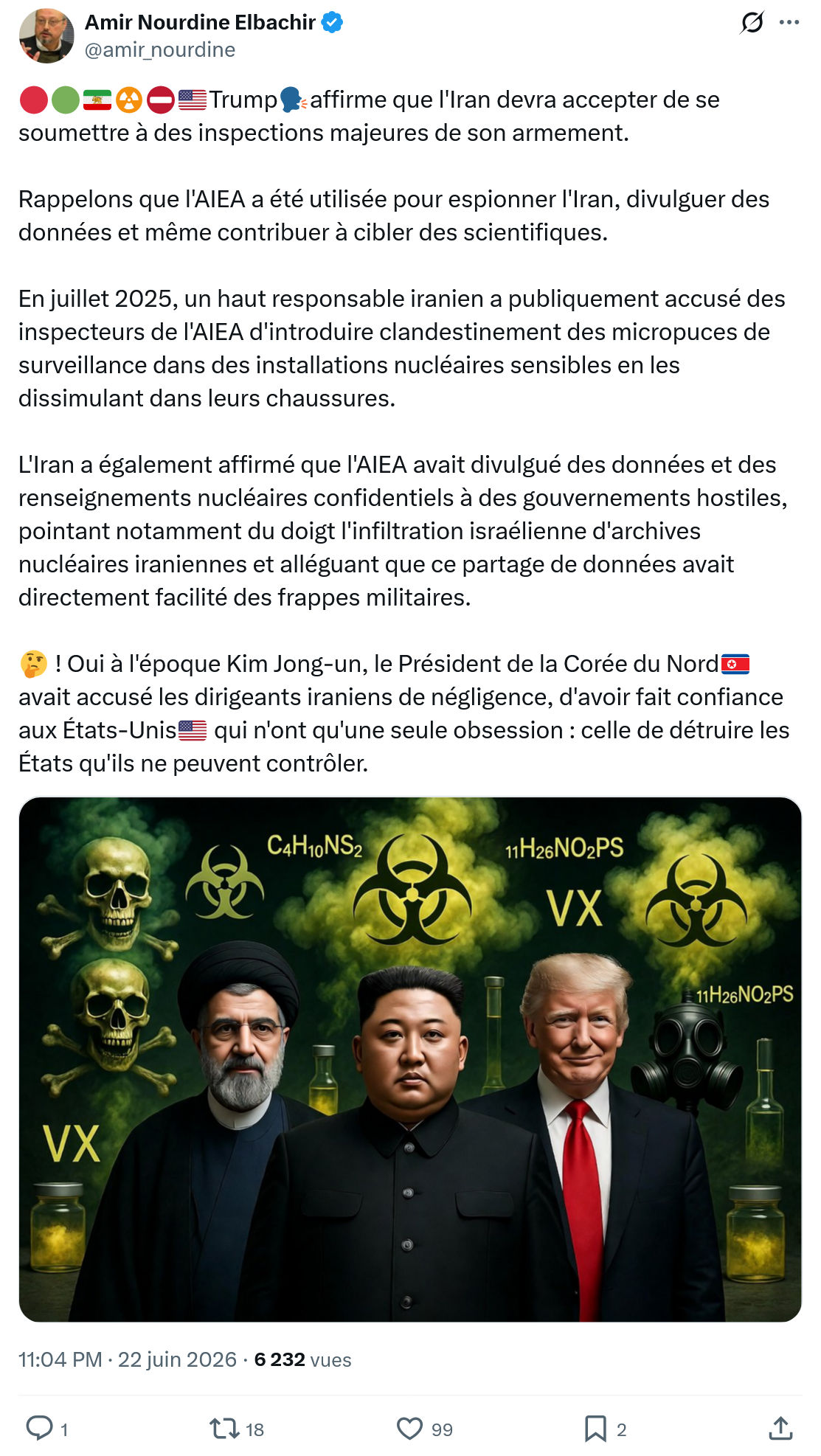 Amir Nourdine Elbachir: Trump affirme que l'Iran devra accepter