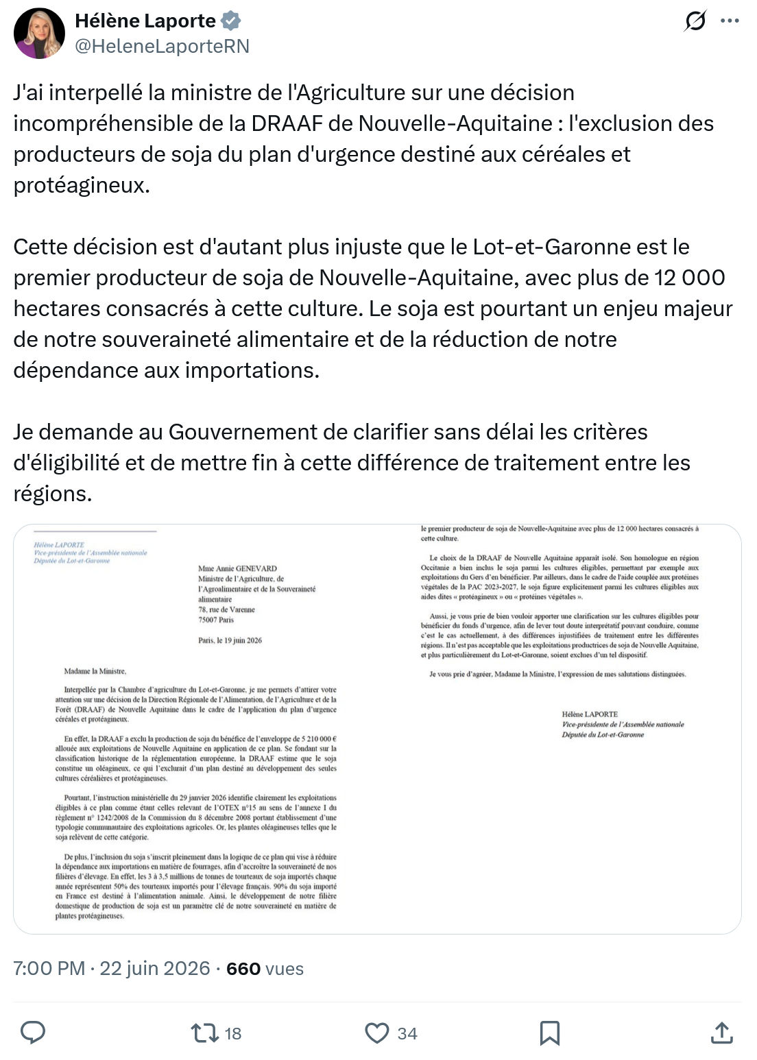 Hélène Laporte: J'ai interpellé la ministre de...
