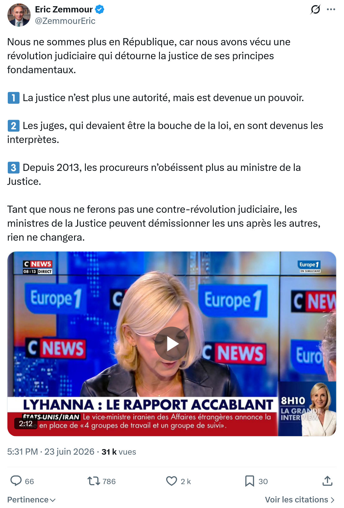 Eric Zemmour: Nous ne sommes plus en République...
