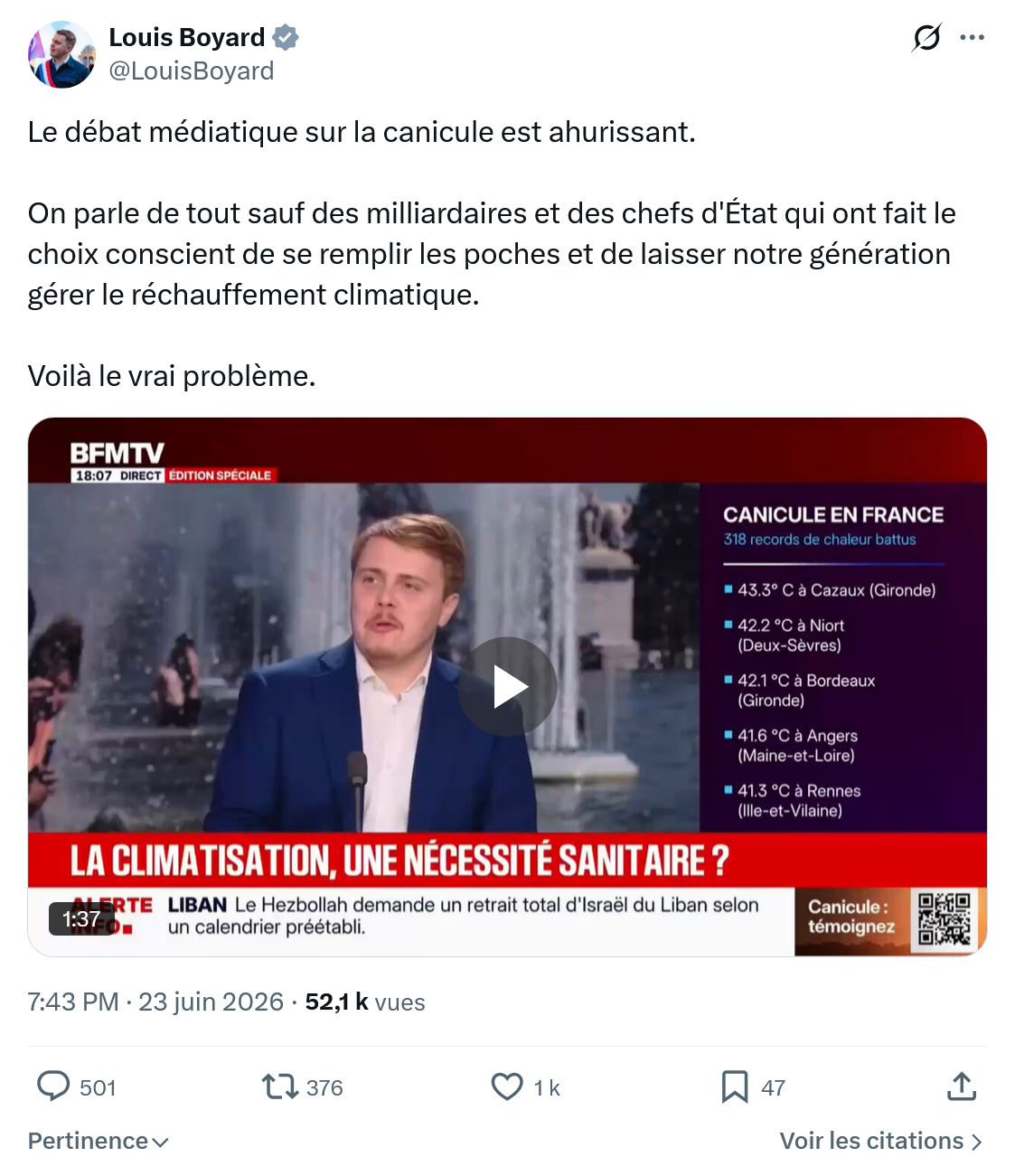 Louis Boyard: Le débat médiatique sur la...