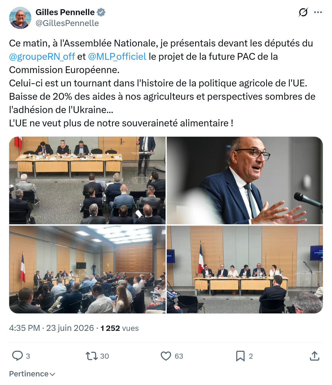 Gilles Pennelle: Ce matin, à l'Assemblée Nationale...