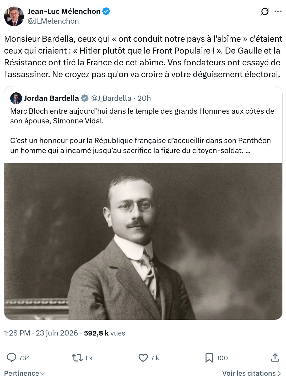 Jean-Luc Mélenchon: Monsieur Bardella, ceux qui ont conduit...