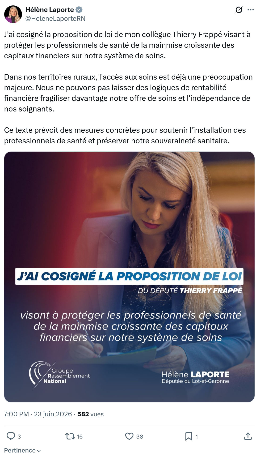 Hélène Laporte: J'ai cosigné la proposition de...