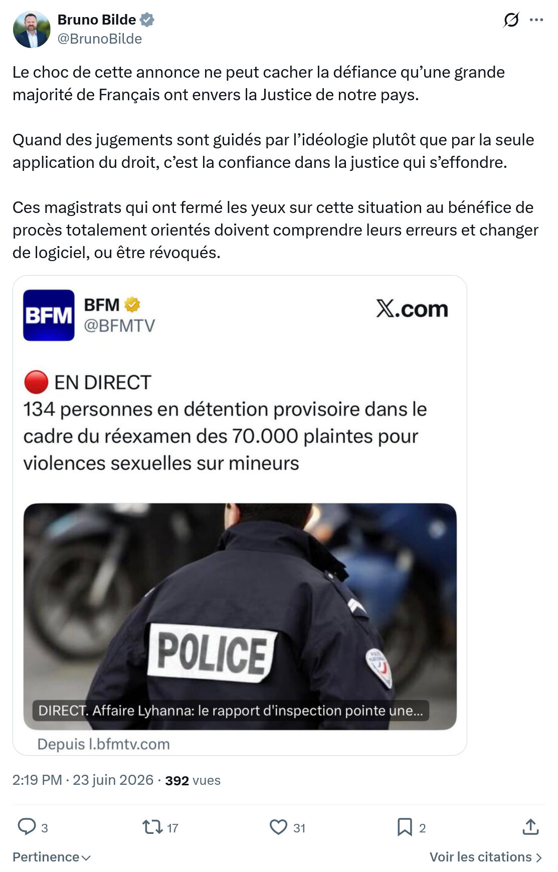 Bruno Bilde: Le choc de cette annonce ne...