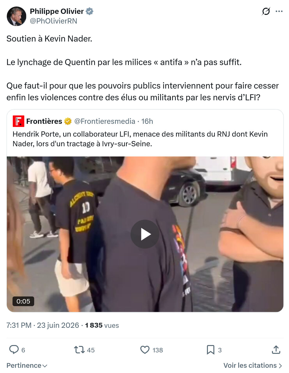Philippe Olivier: Soutien à Kevin Nader.  Le lynchage...