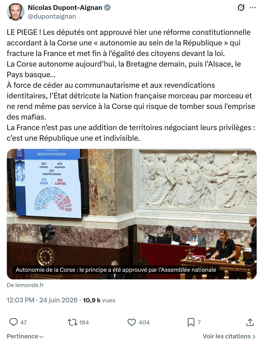 Nicolas Dupont-Aignan: LE PIEGE ! Les députés ont...