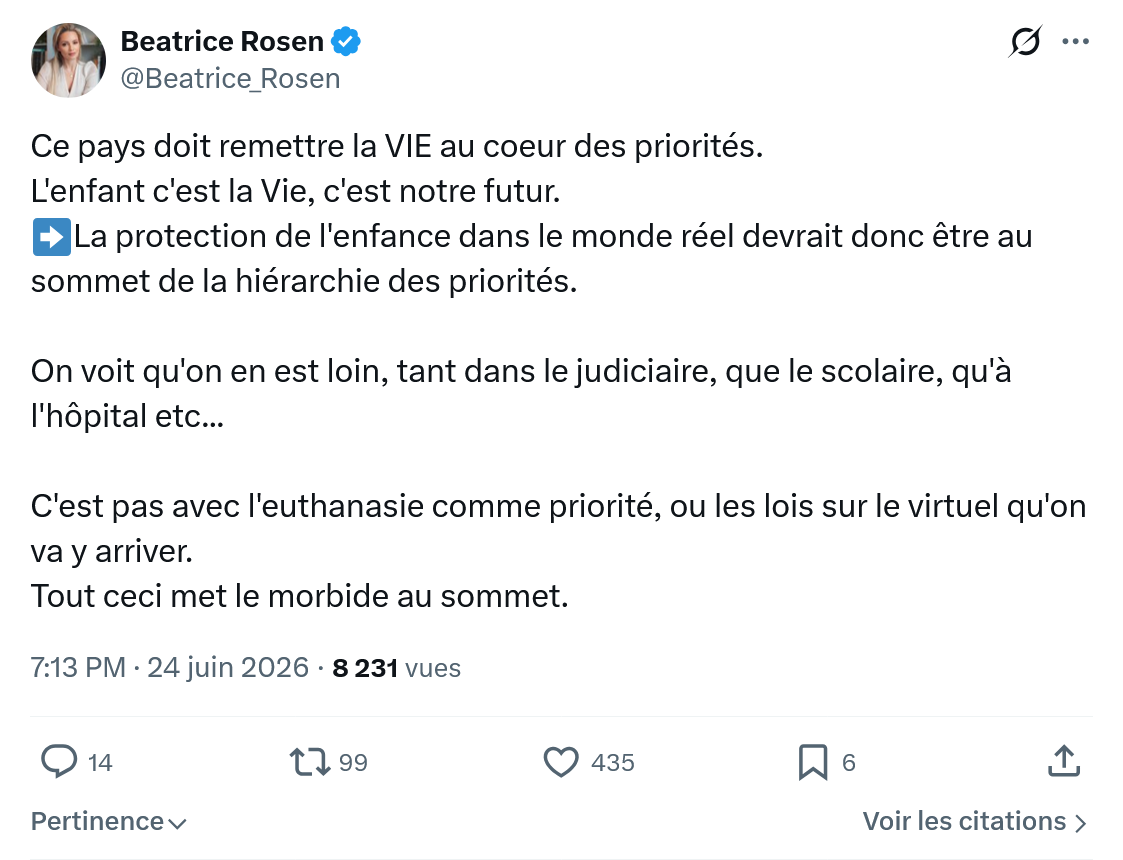 Béatrice Rosen: Ce pays doit remettre la VIE...