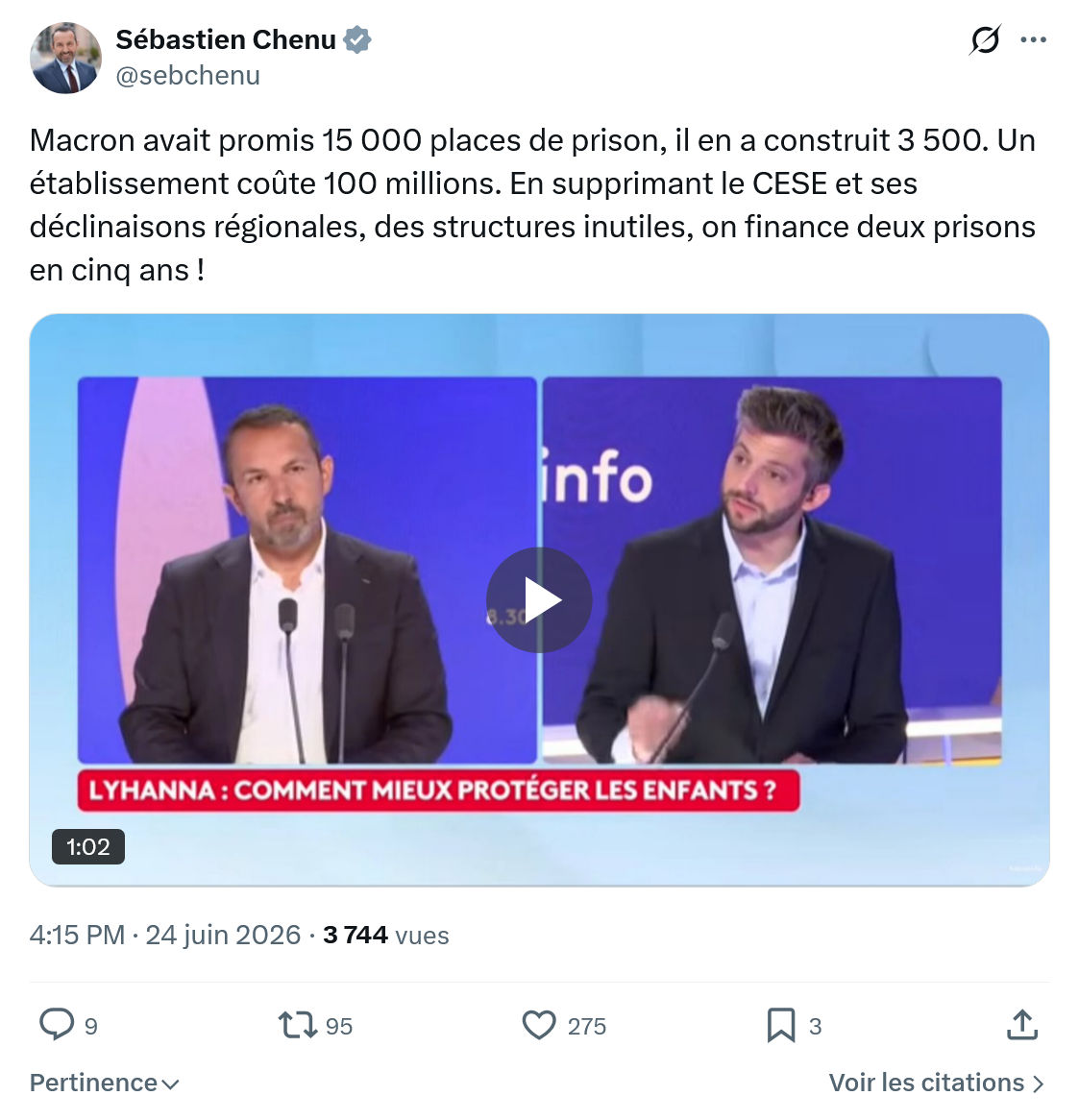 Sébastien Chenu: Macron avait promis 15 000 places de...