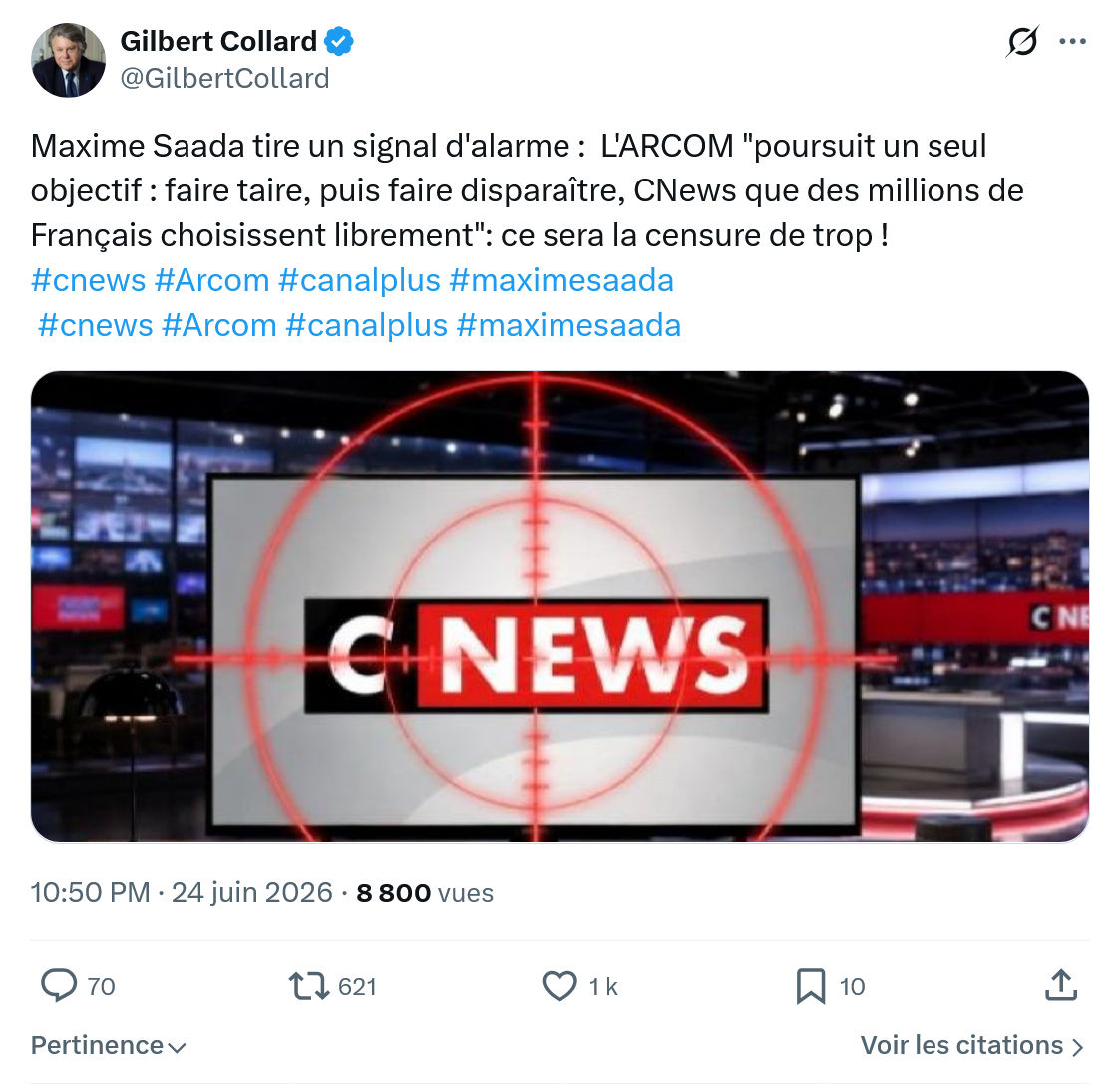 Gilbert Collard: Maxime Saada tire un signal d'alarme...
