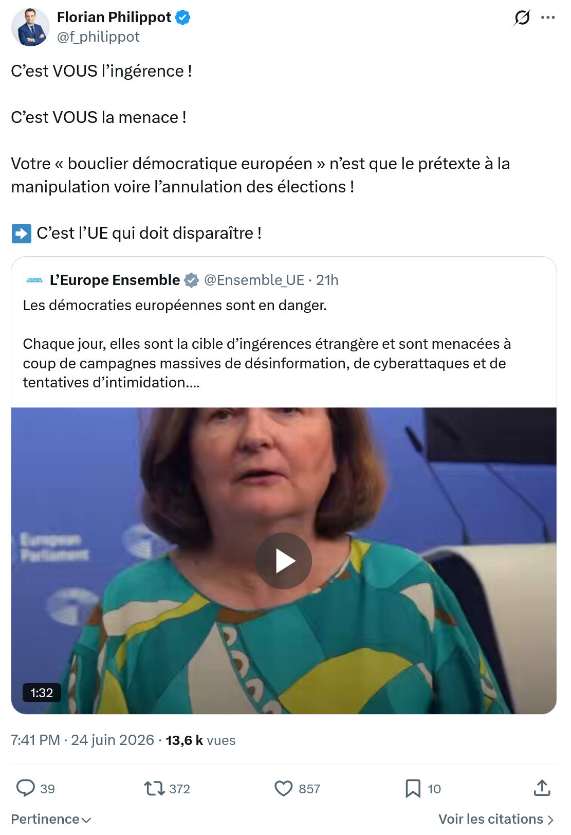 Florian Philippot: C’est VOUS l’ingérence...