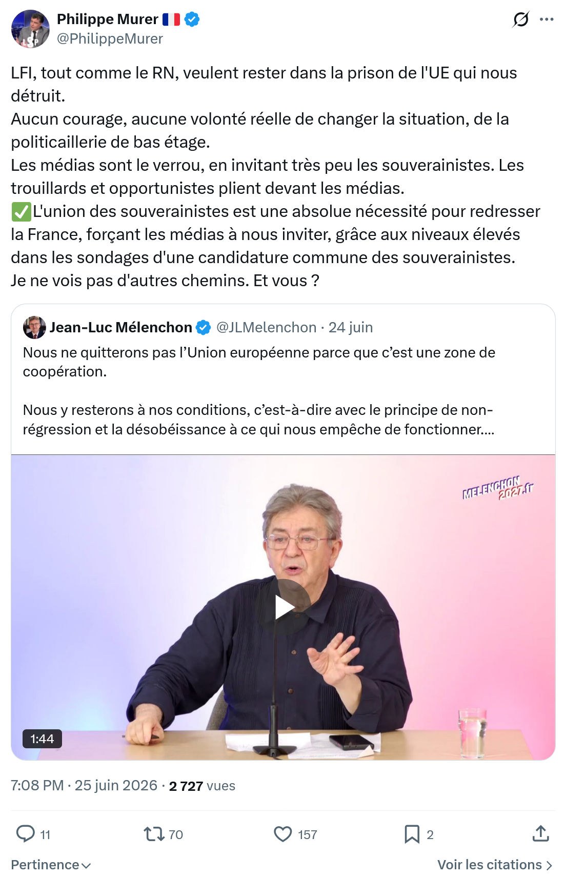 Philippe Murer: LFI, tout comme le RN, veulent rester...