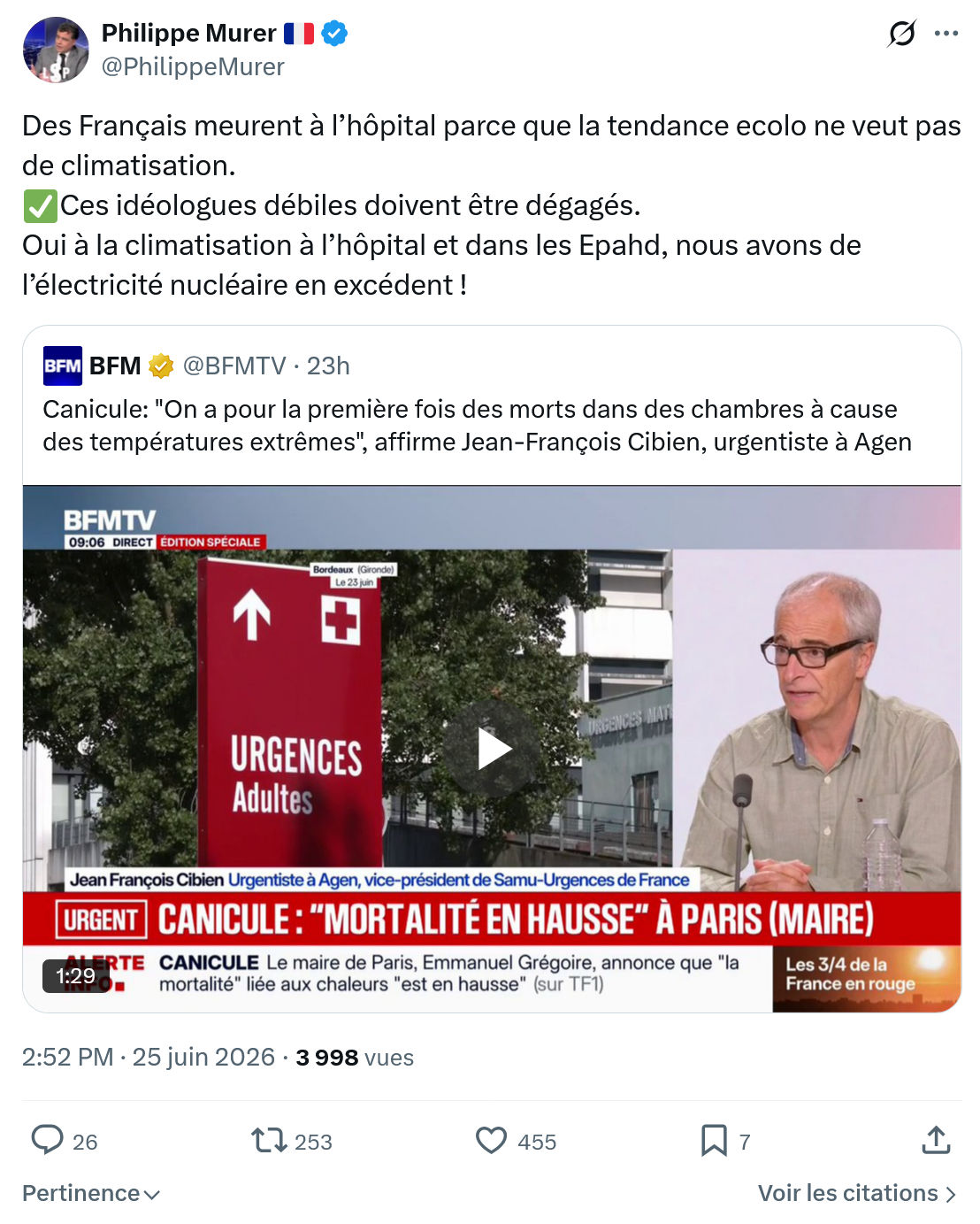 Philippe Murer: Des Français meurent à l’hôpital parce...