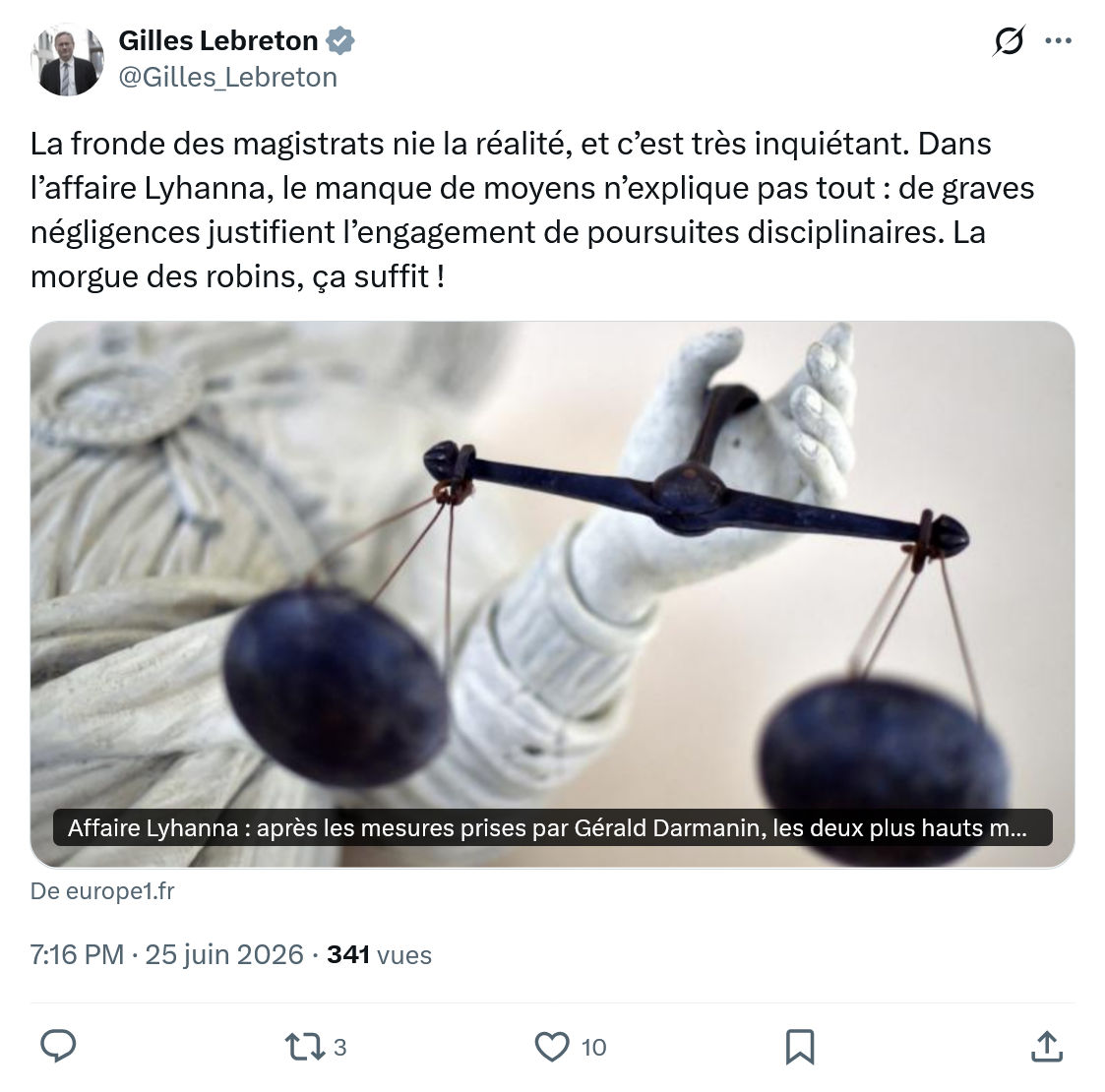 Gilles Lebreton: La fronde des magistrats nie la...